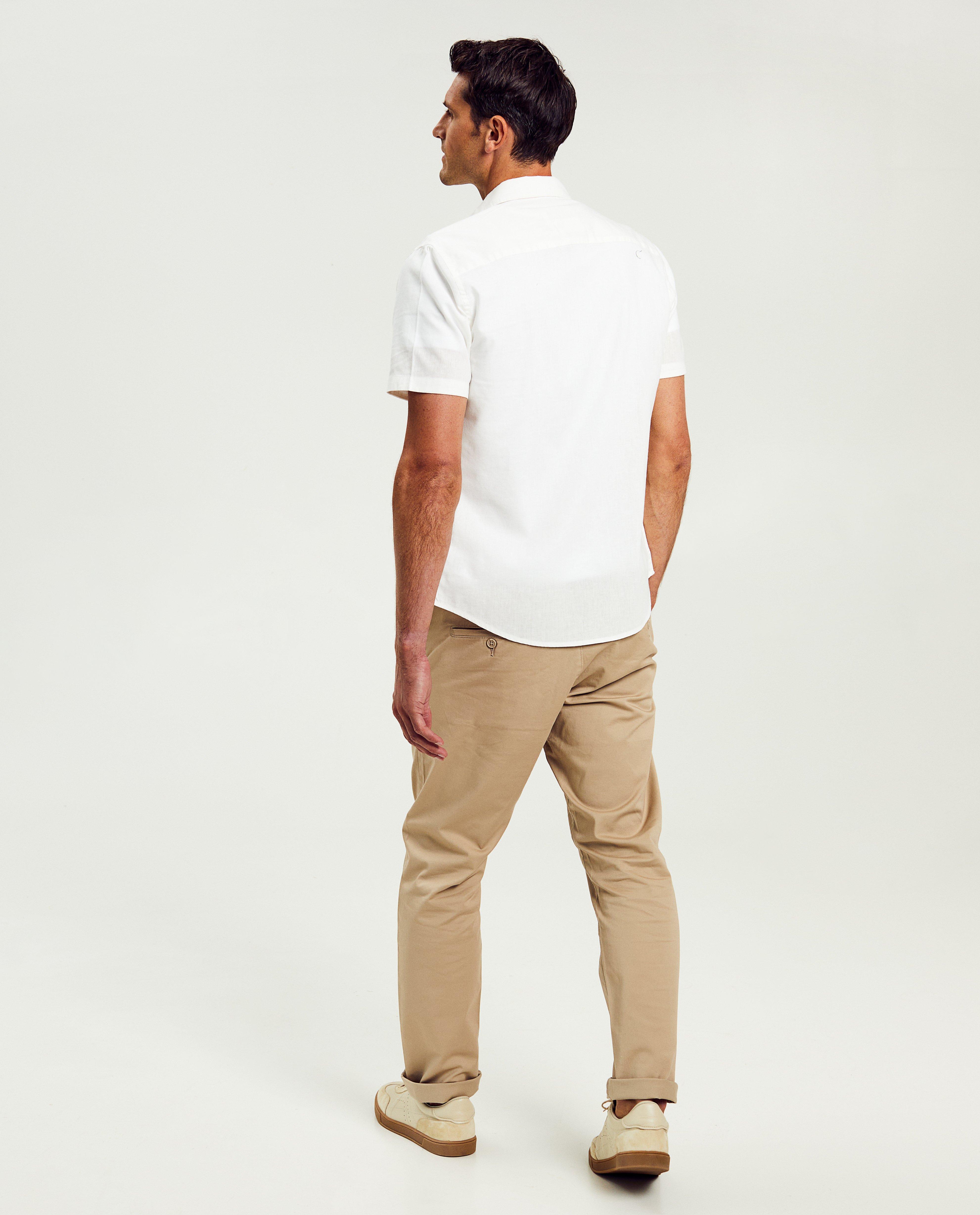 Hemden - Groen hemd met linnen, slim fit