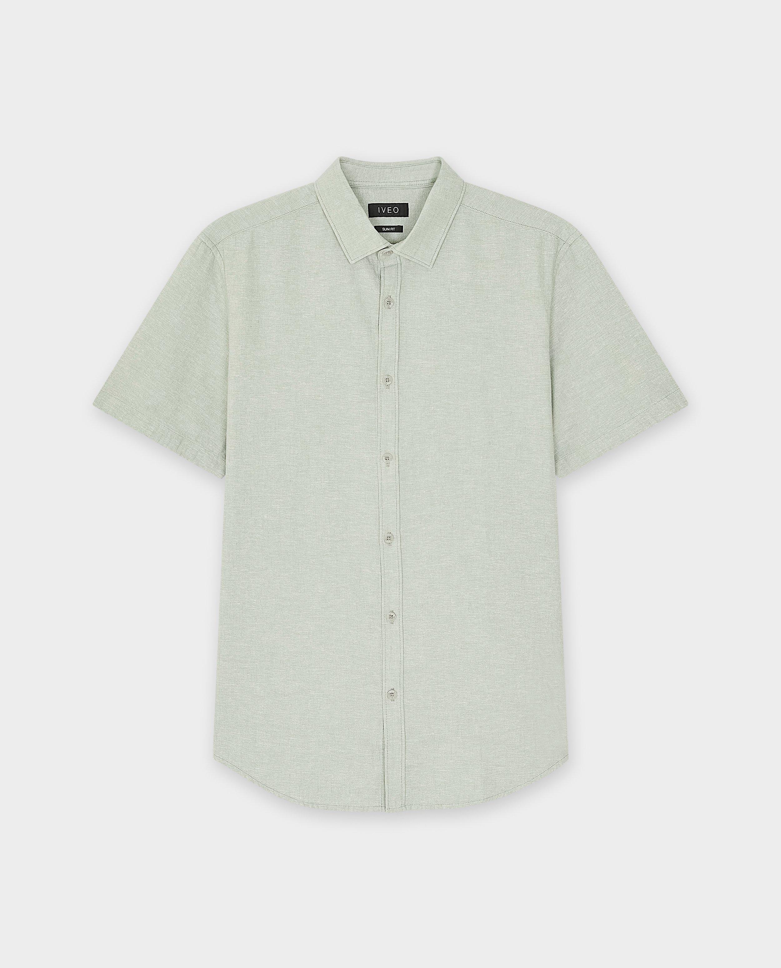 Hemden - Lichtblauw hemd met linnen, slim fit