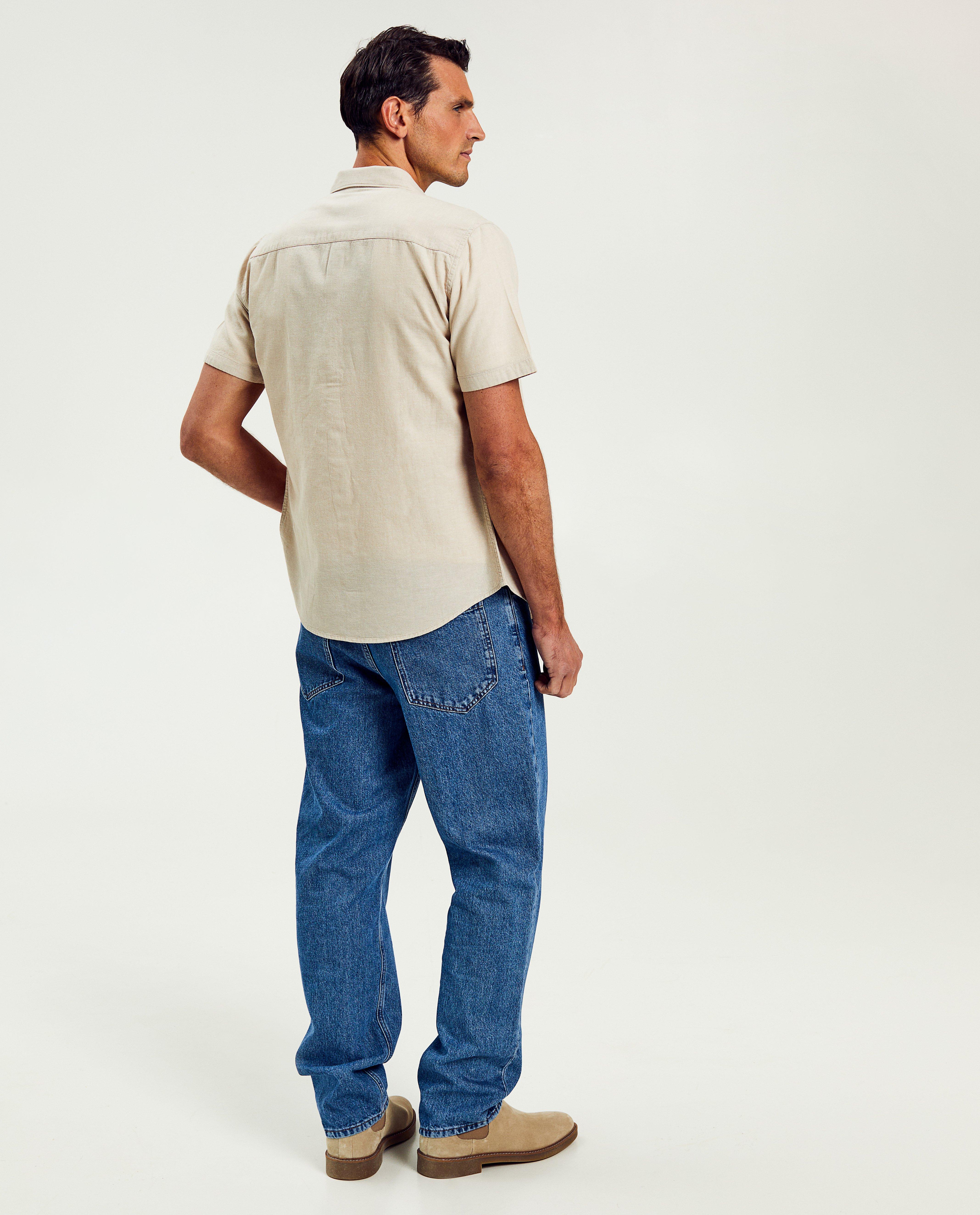 Hemden - Lichtblauw hemd met linnen, slim fit