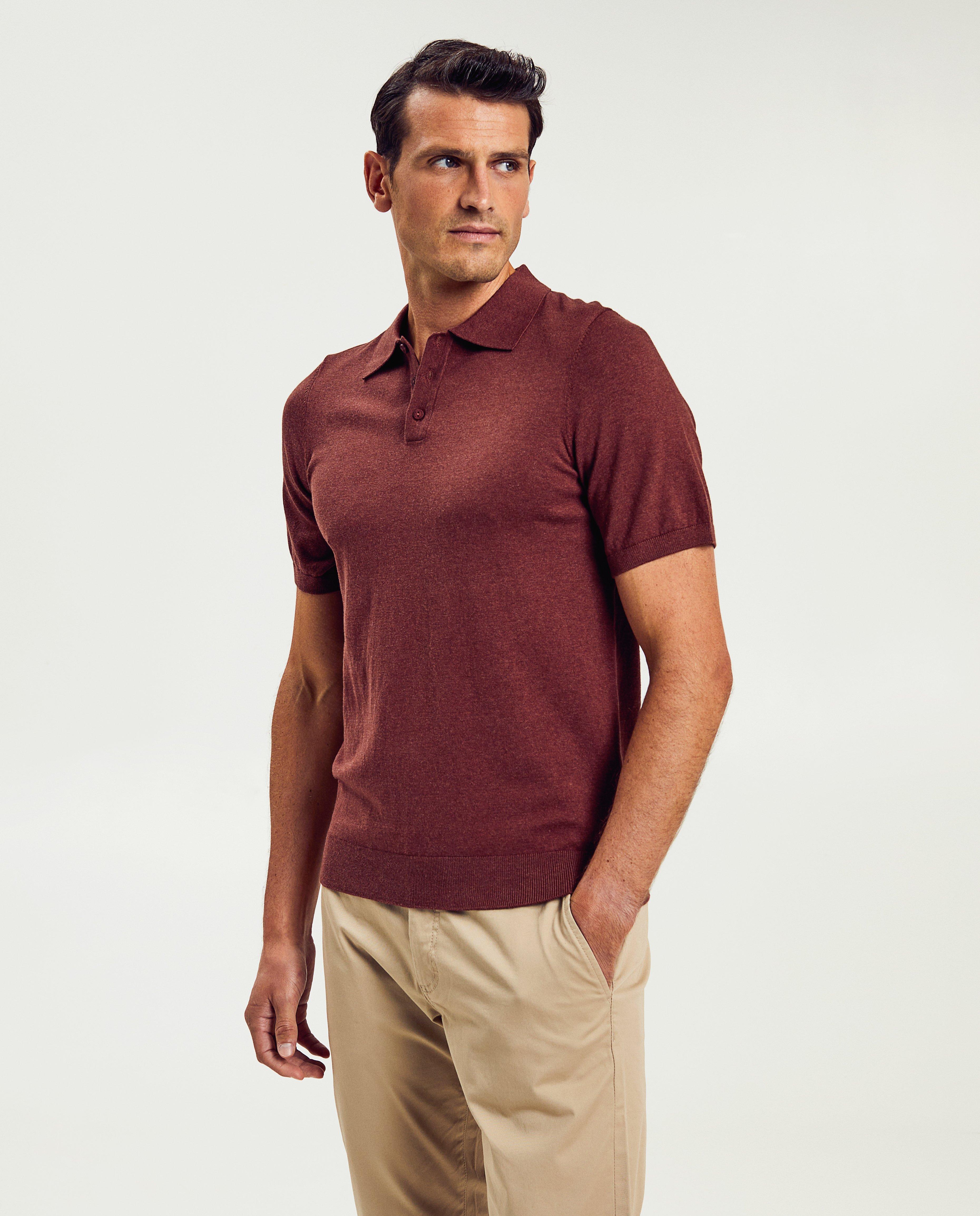 Polo's - Donkerrode polo, slim fit