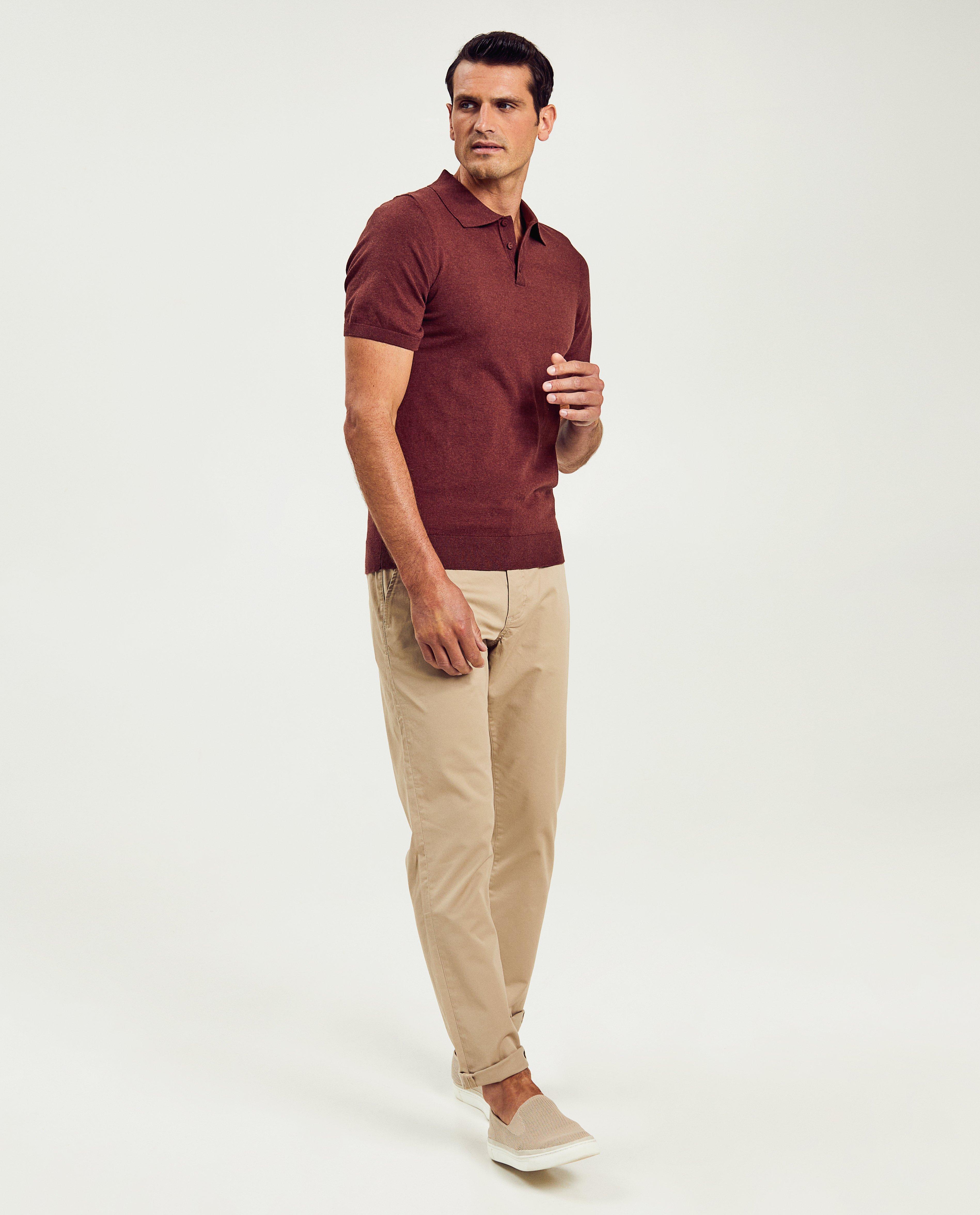 Polo's - Donkerrode polo, slim fit