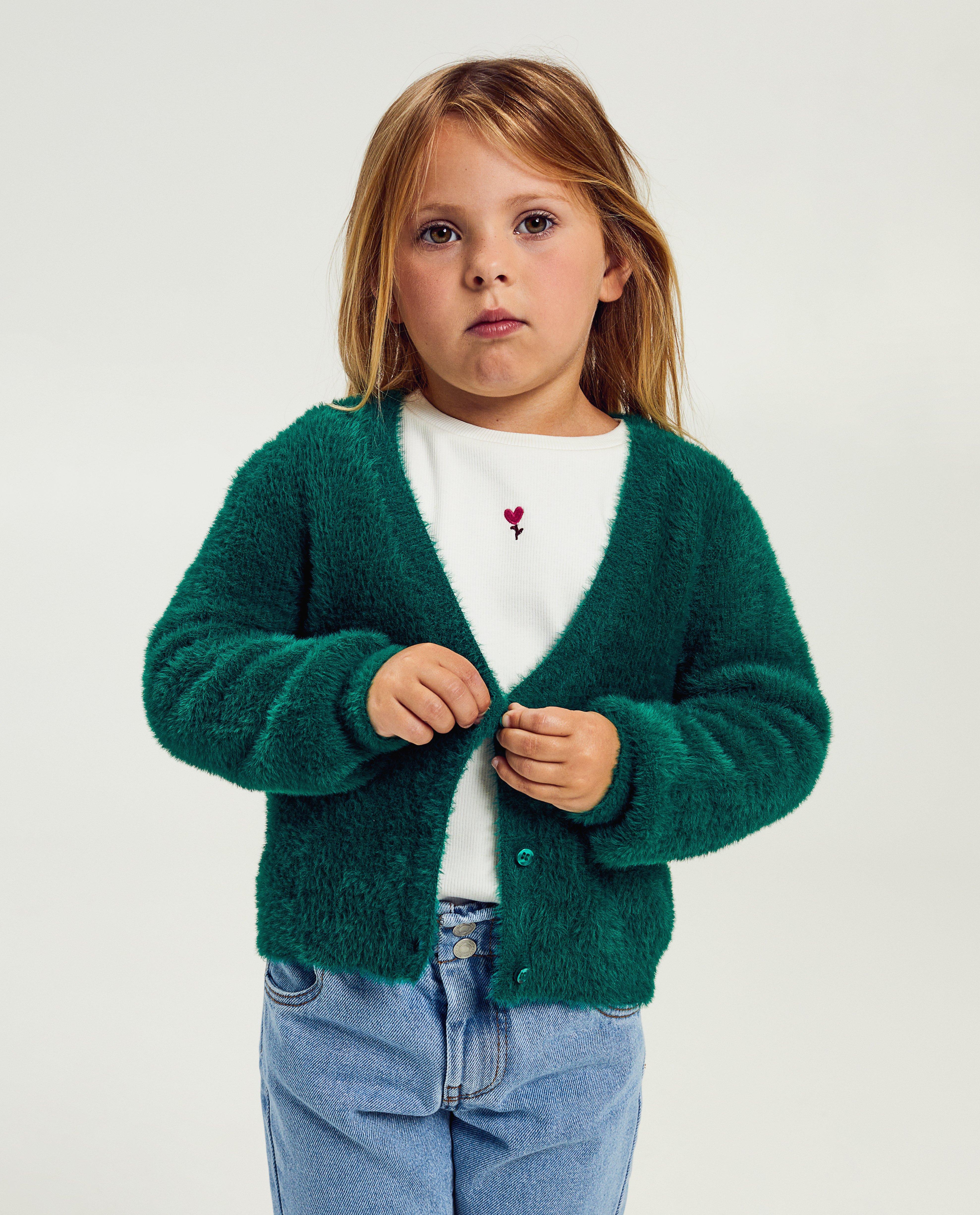 Cardigan vert fonc&eacute; tout doux - D&eacute;tails du produit - khaki - image num&eacute;ro 1