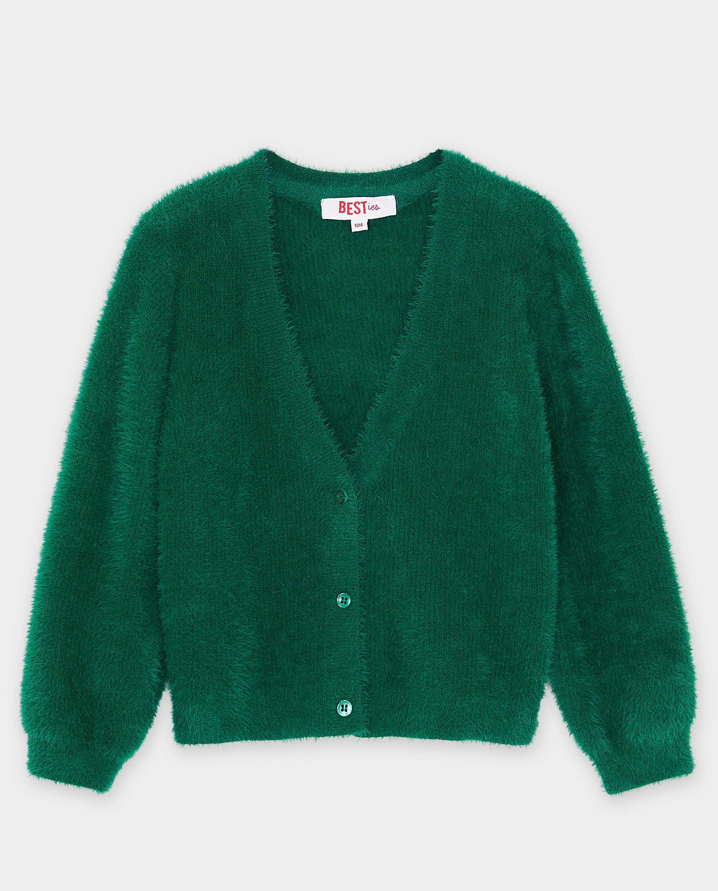 Cardigan vert fonc&eacute; tout doux - D&eacute;tails du produit - khaki - image num&eacute;ro 3