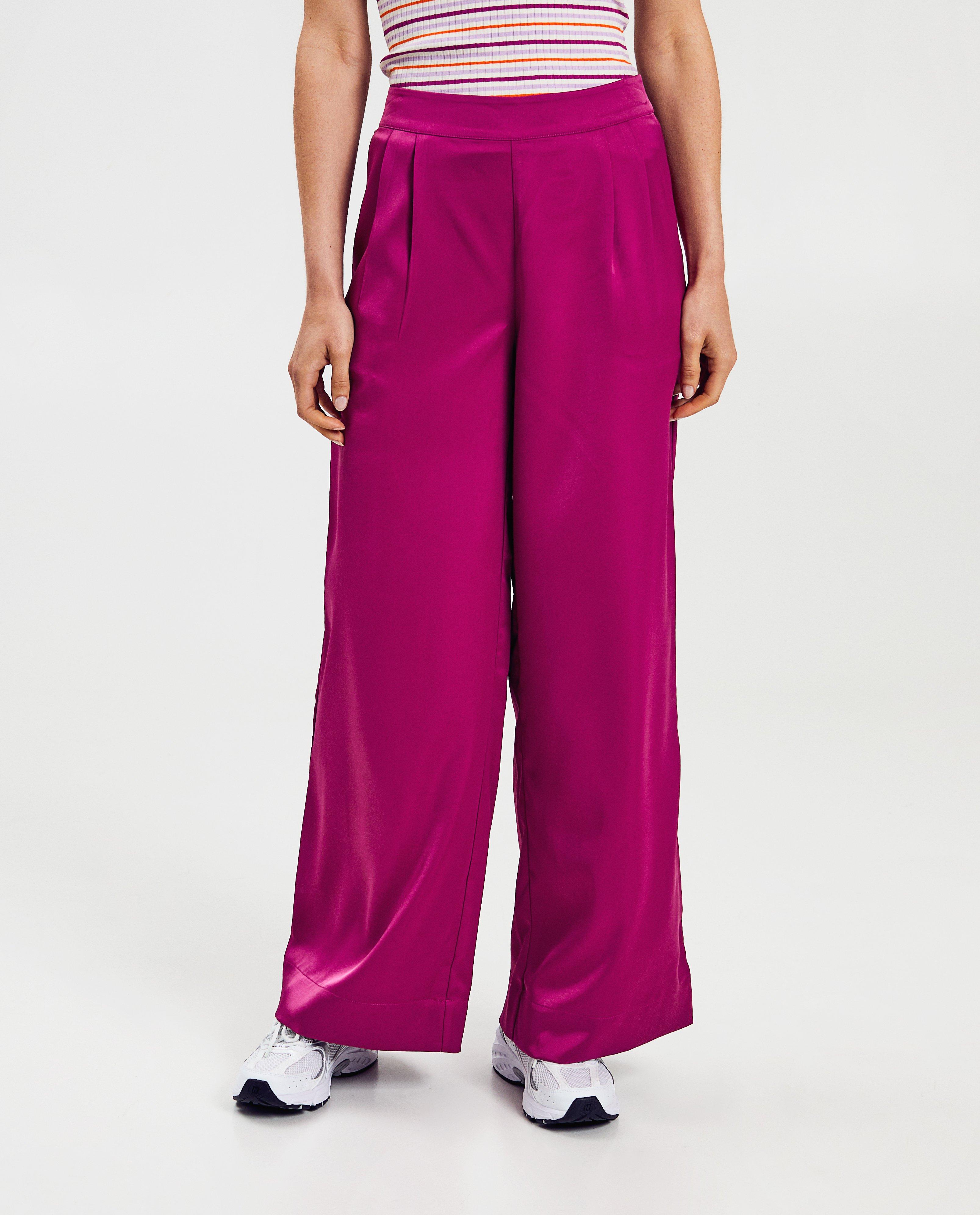 Satijnen broek, wide leg fit - Product Detail - felroze - afbeelding nummer 3