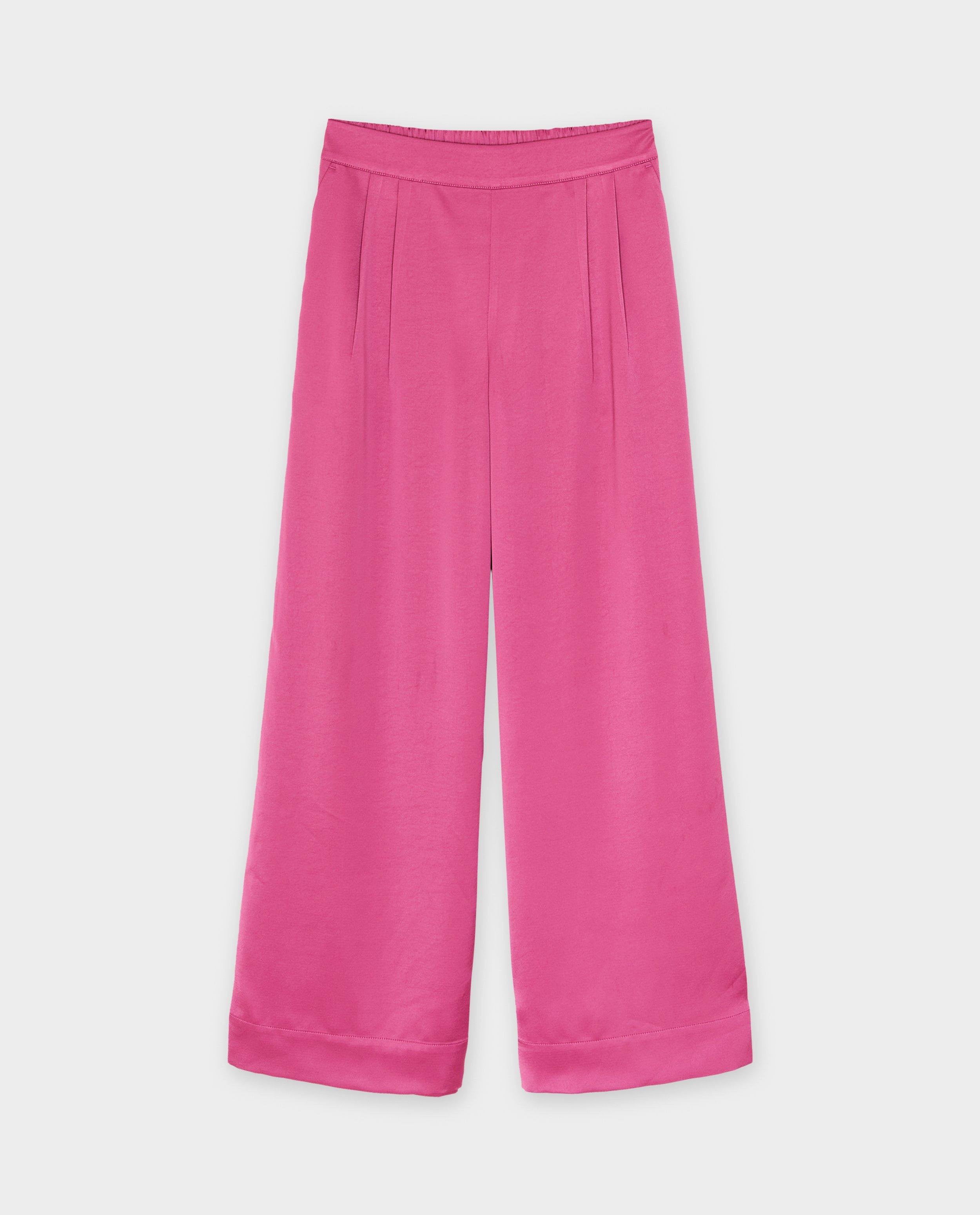 Satijnen broek, wide leg fit - Product Detail - felroze - afbeelding nummer 4