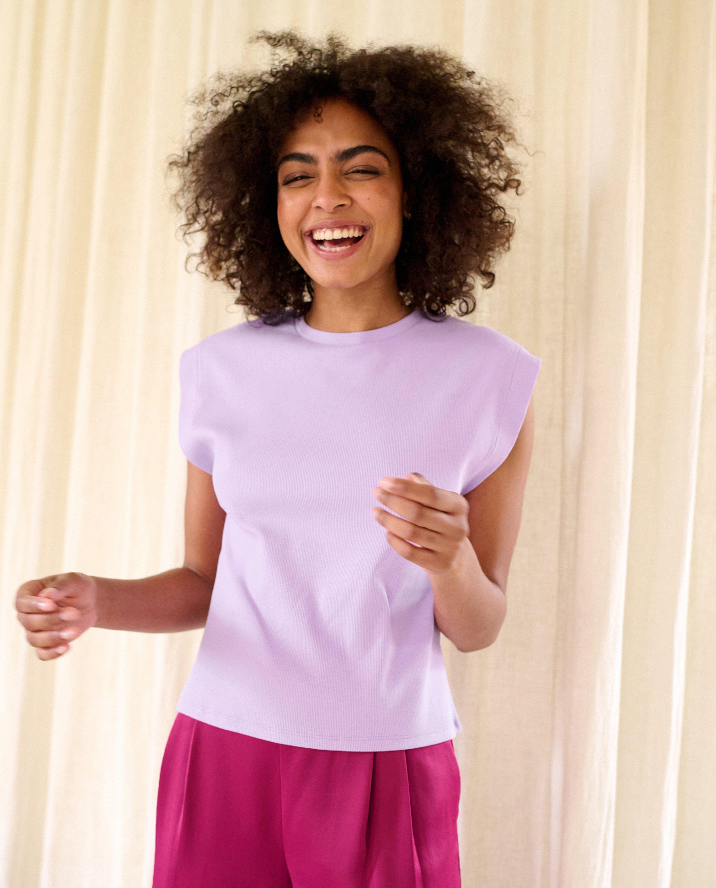 T-shirt met fijne rib - null - Sora