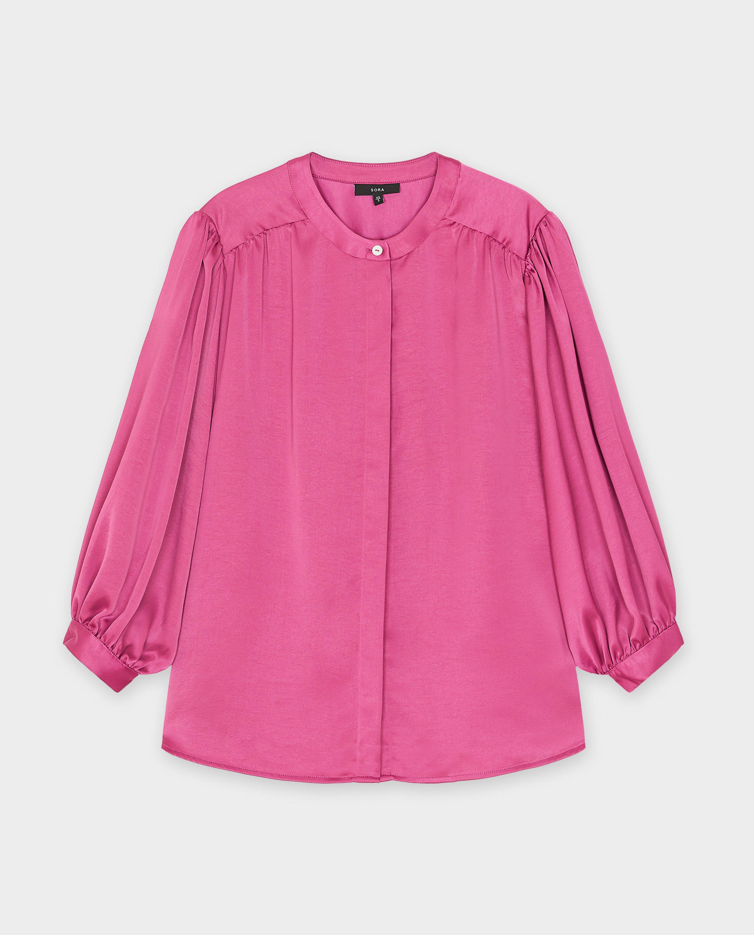 Satijnen blouse met vlindermouwen - Product Detail - felroze - afbeelding nummer 4