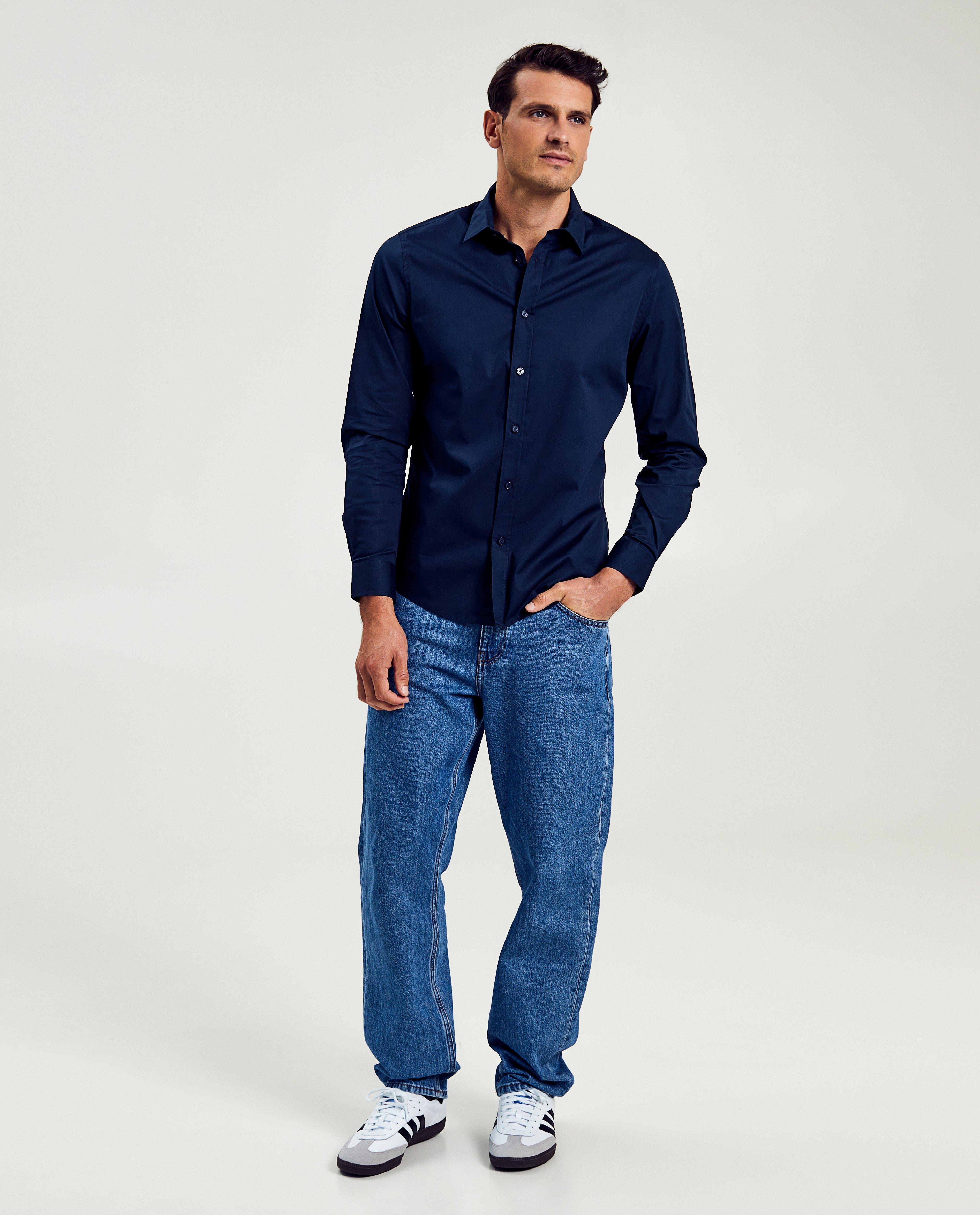 Hemden - Donkerblauw hemd, slim fit