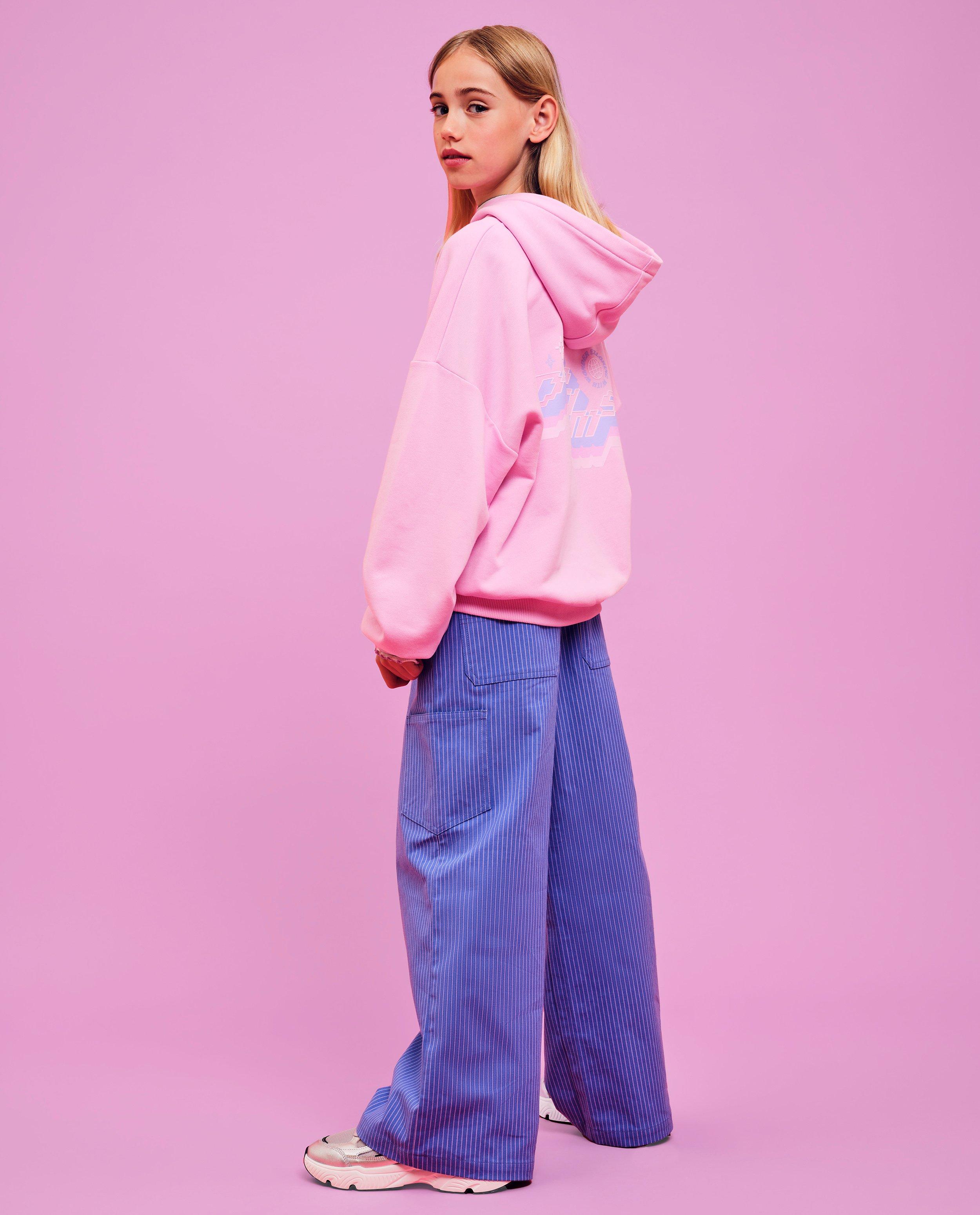 Jeans - Broek met fijne strepen, wide leg fit