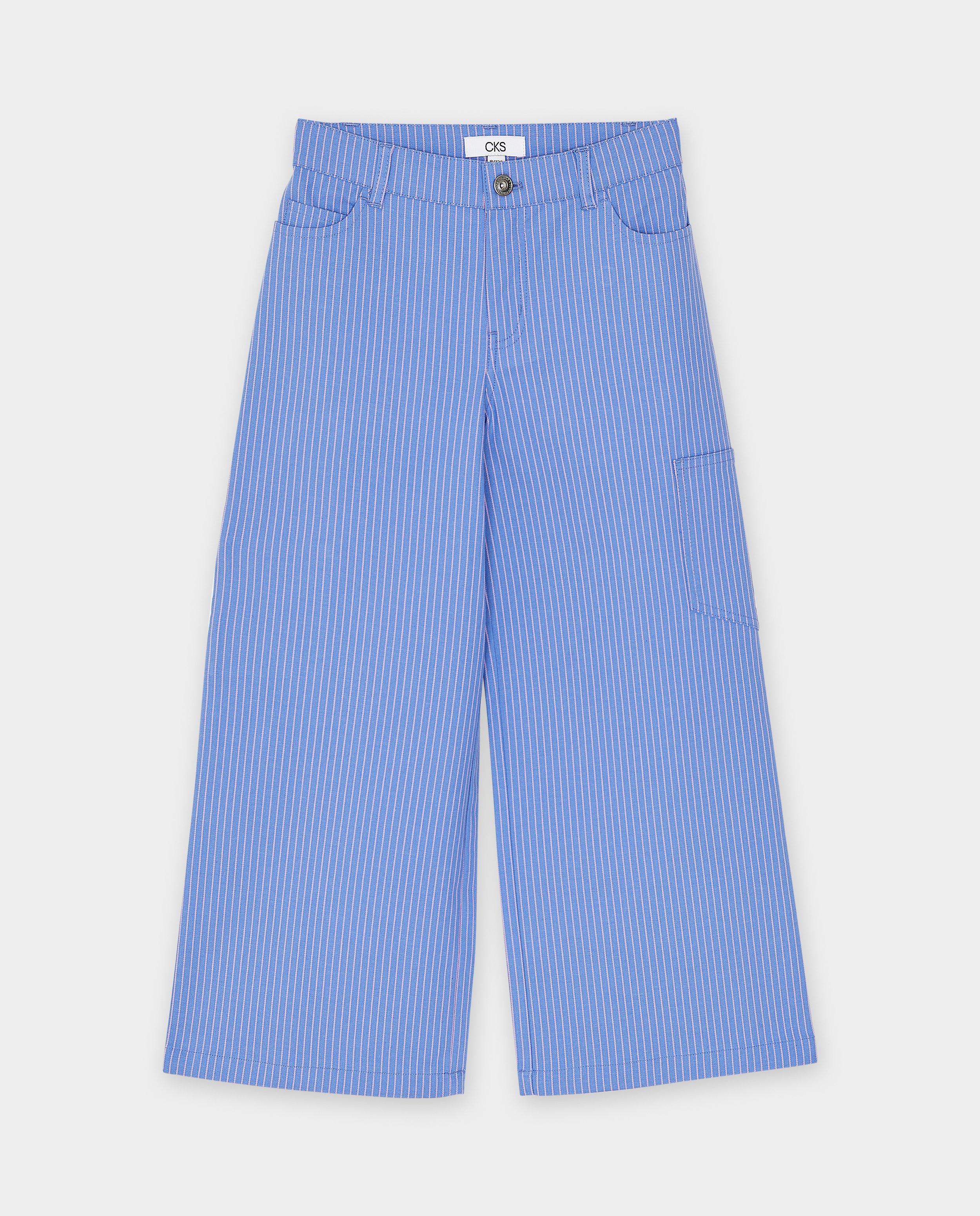 Jeans - Broek met fijne strepen, wide leg fit