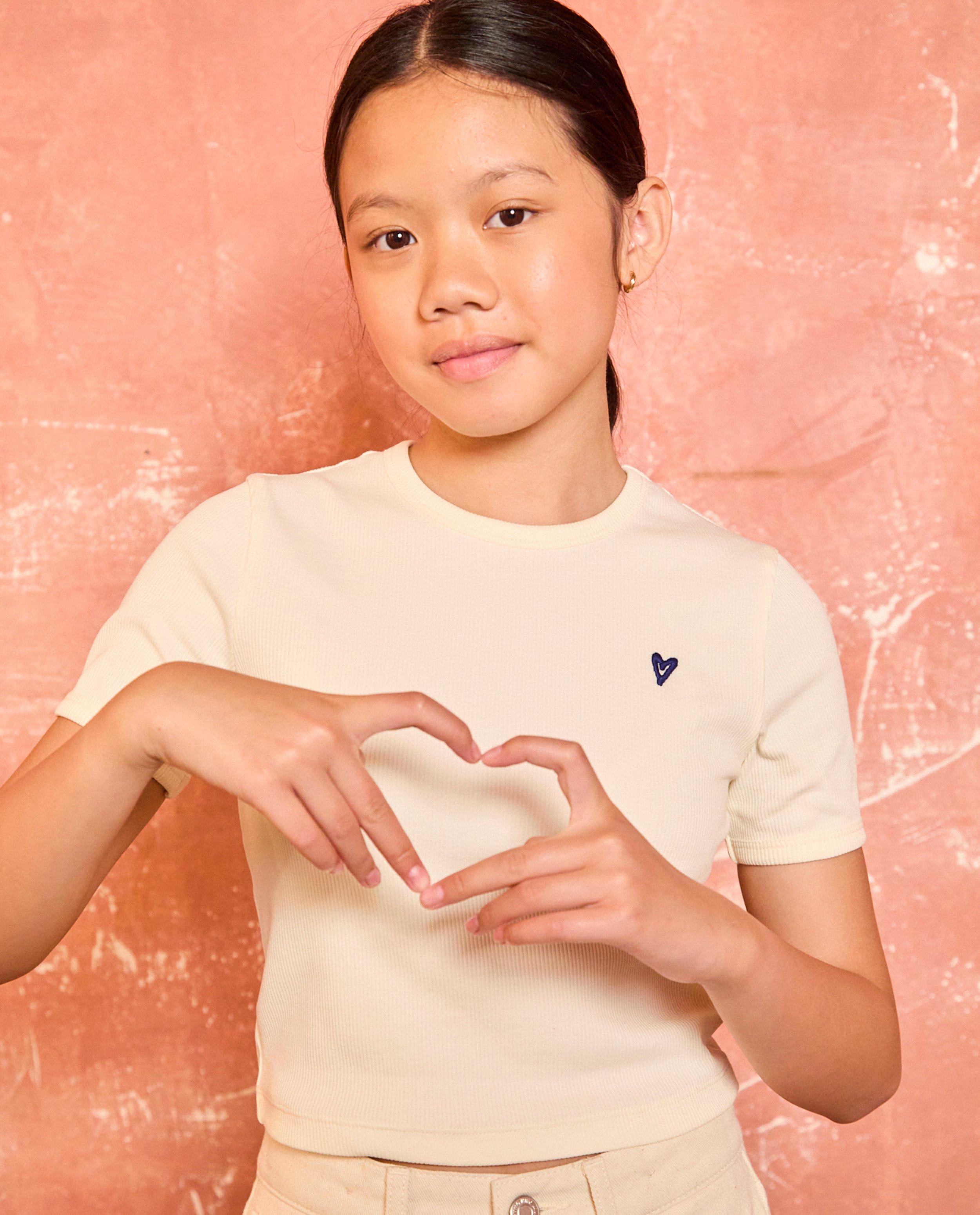 T-shirt met fijne rib, 6-14 jaar - Product Detail - lichtbeige - afbeelding nummer 1