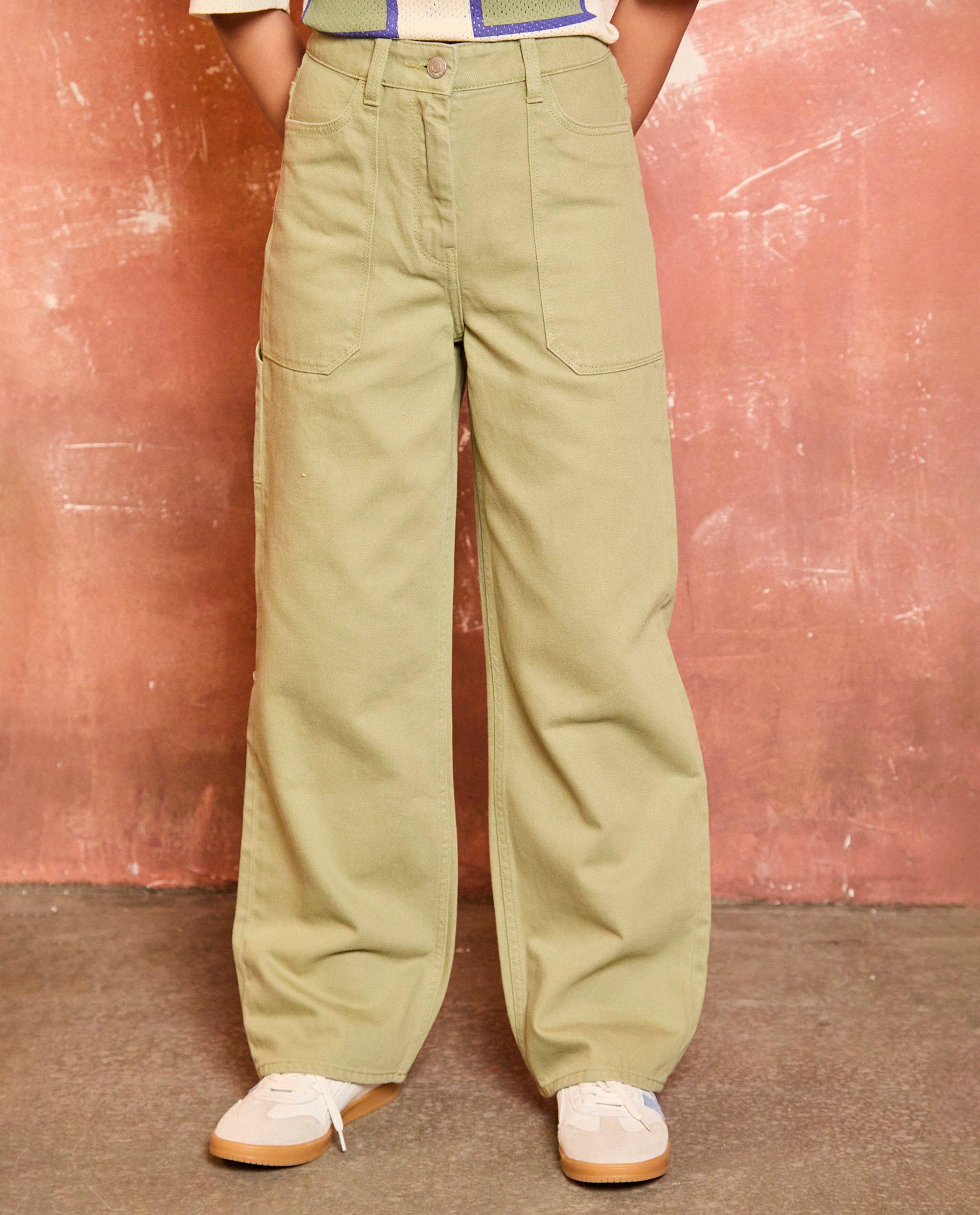 Jeans - Groene jeans, straight fit, 6-14 jaar