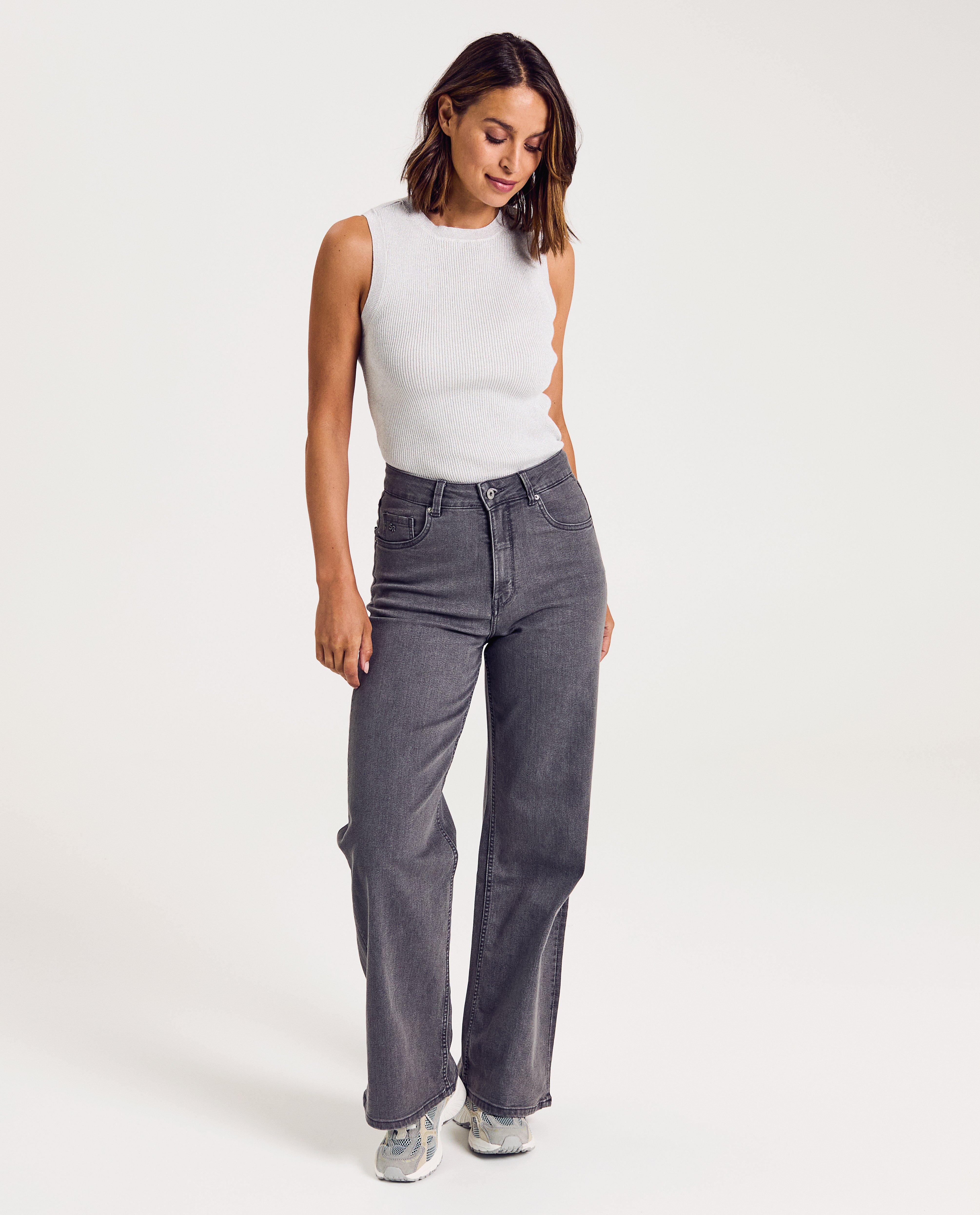 Grijze jeans, wide fit - null - Sora