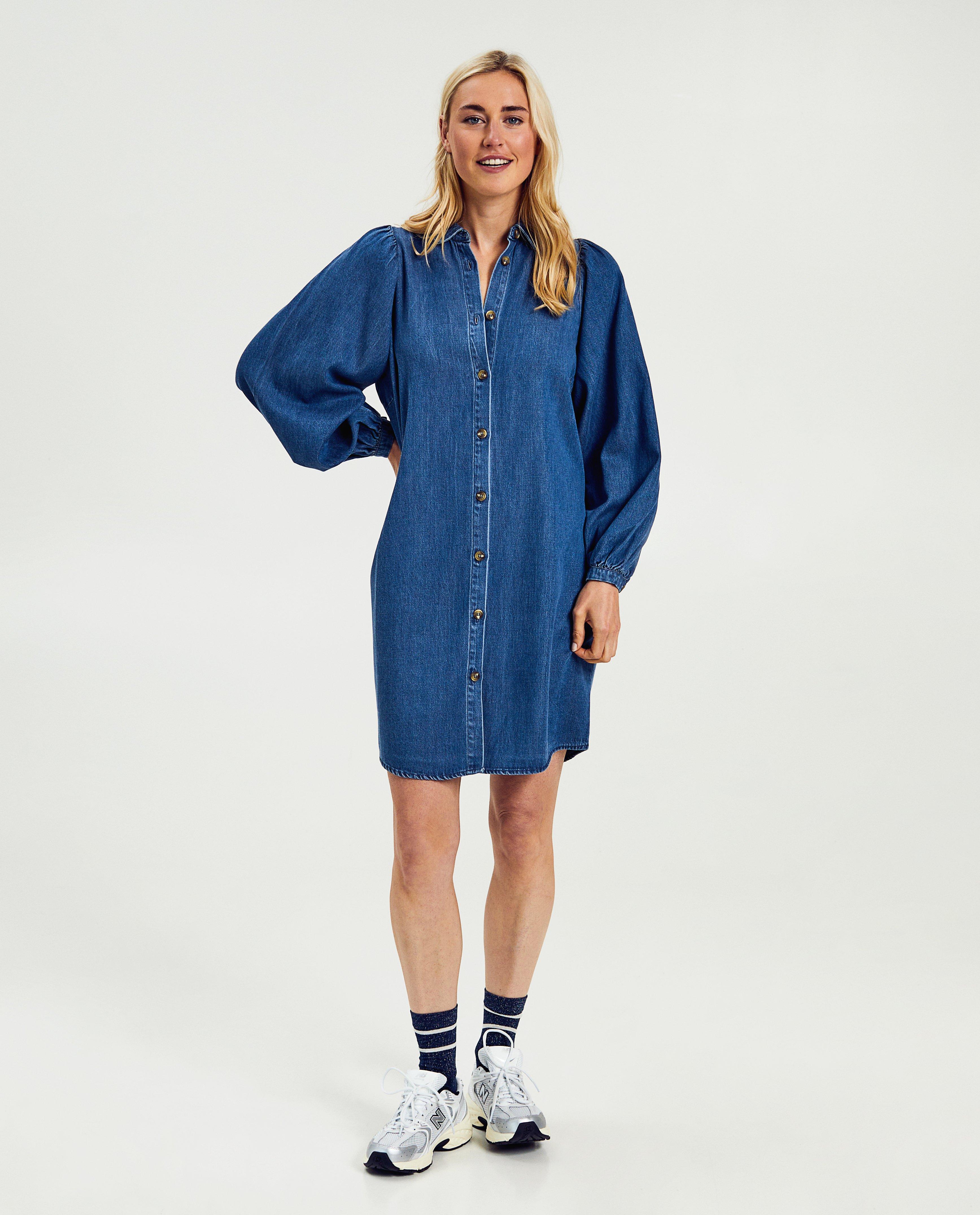Kleedjes - Donkerblauwe jeansjurk