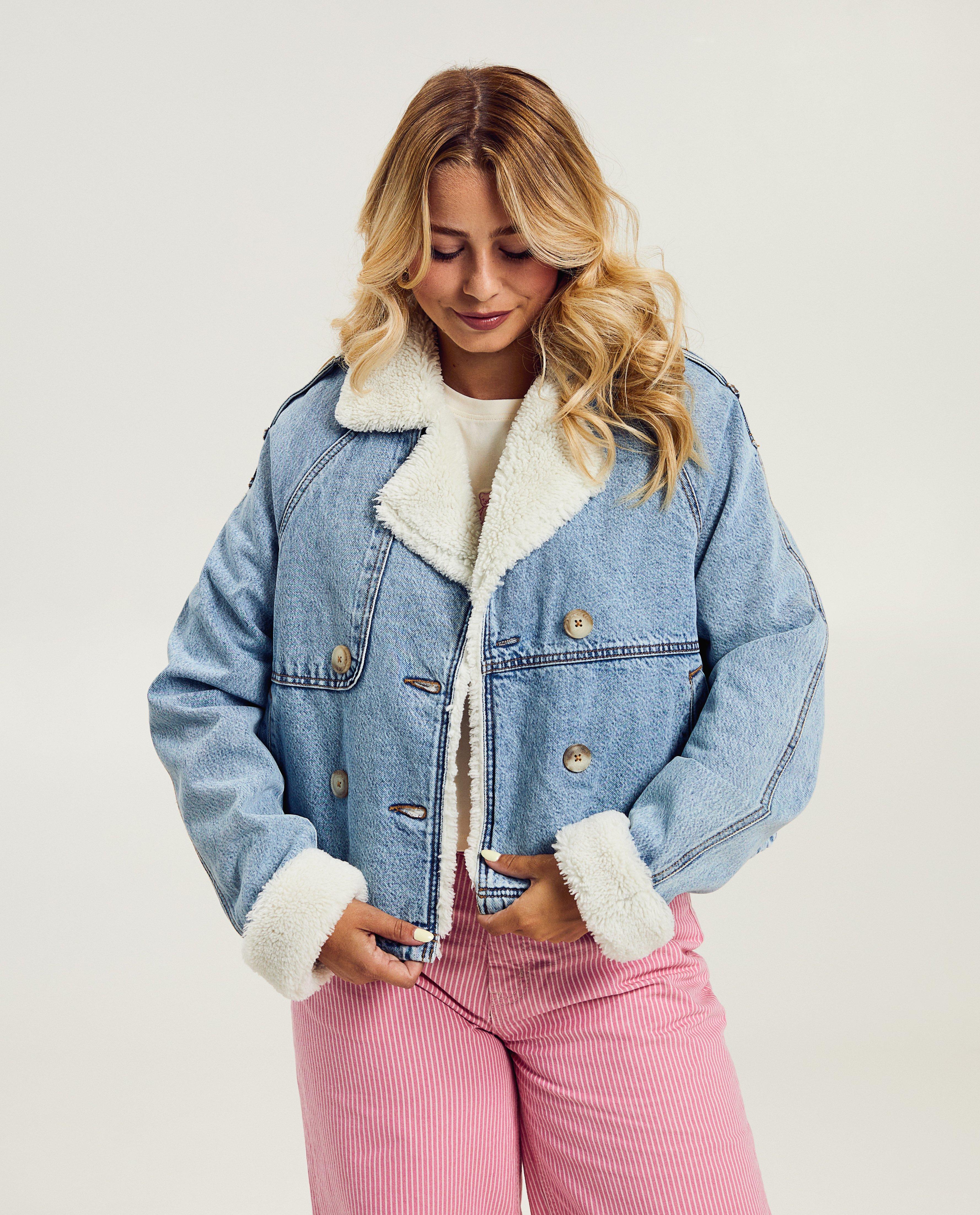 Poncho's en teddy's - Jeansjas met teddy voering