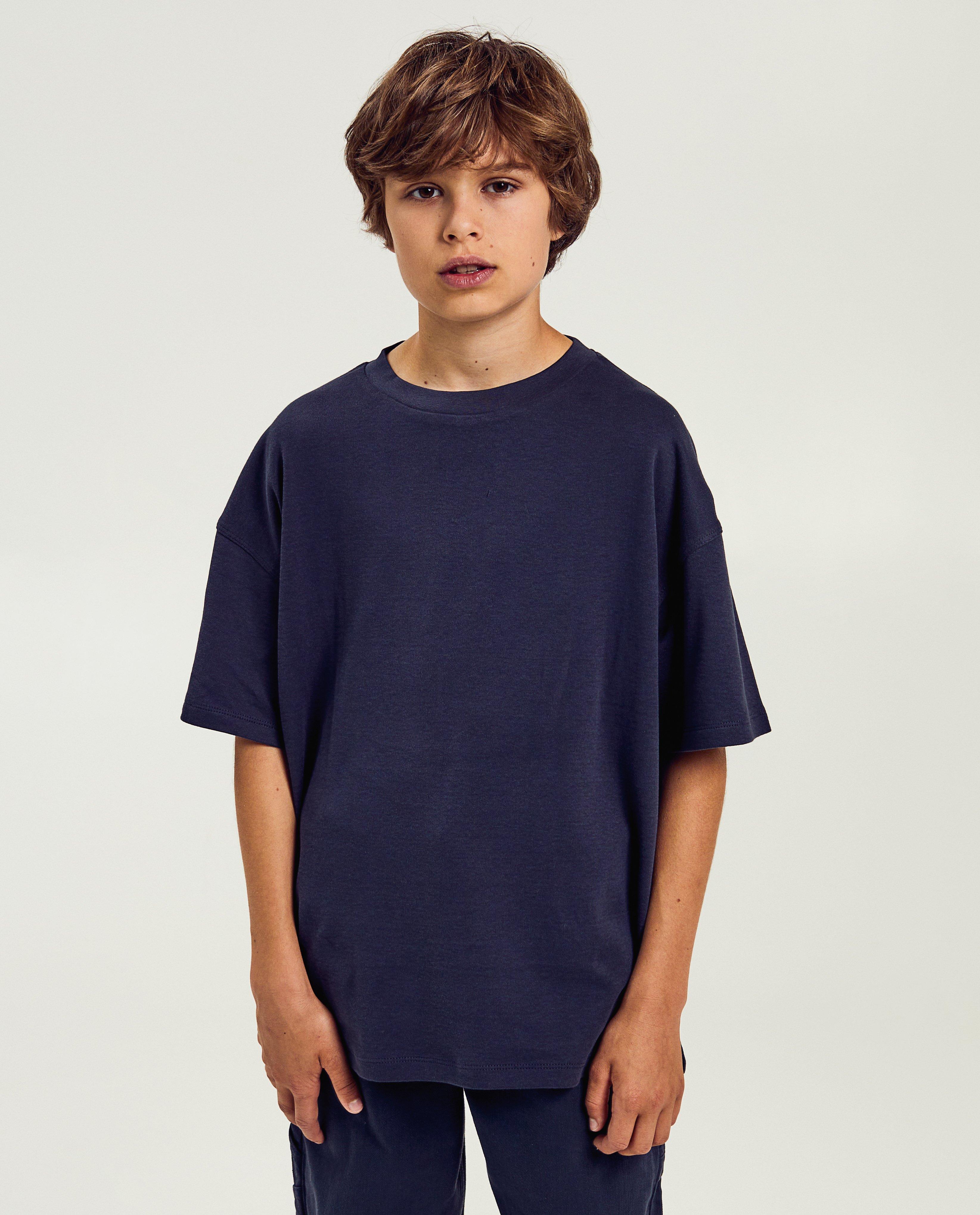 Wit T-shirt, schooluniform - Product Detail - donkerblauw - afbeelding nummer 1