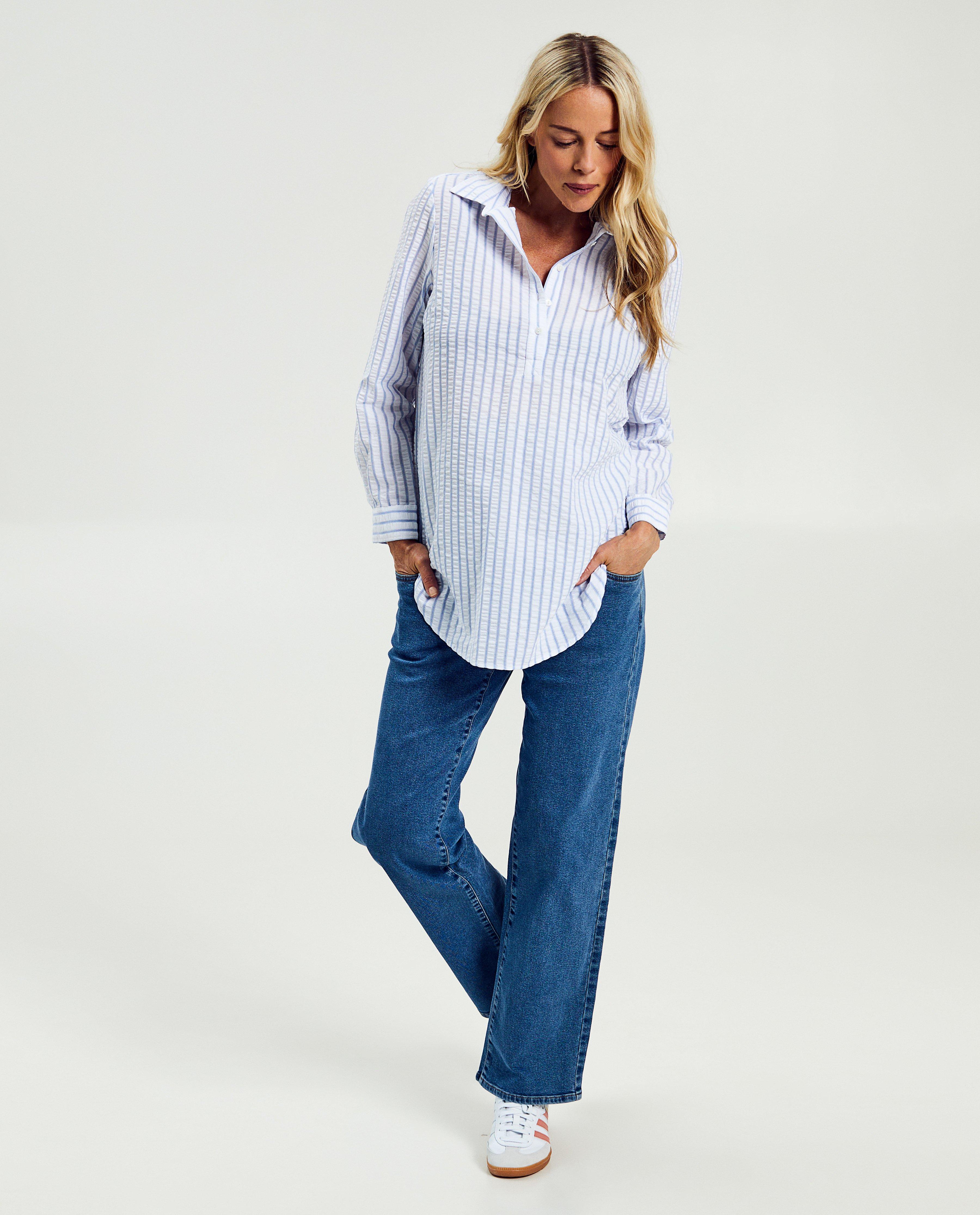 Jeans de grossesse bleu, coupe ample - null - Atelier Maman