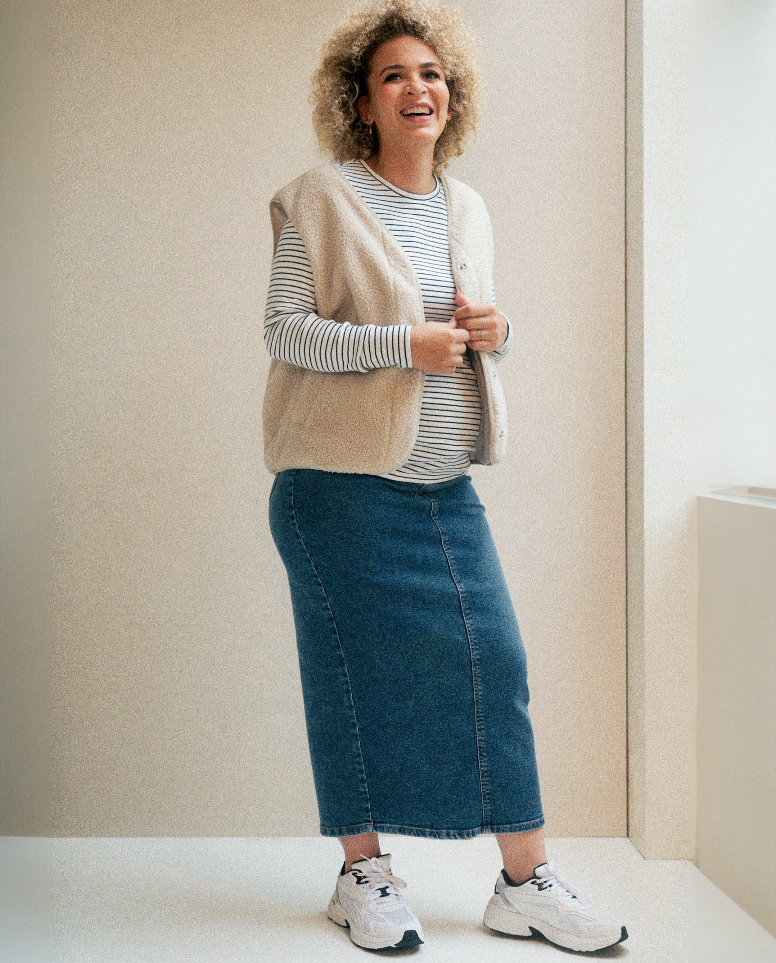 Jupe bleue en jeans, grossesse - null - Atelier Maman