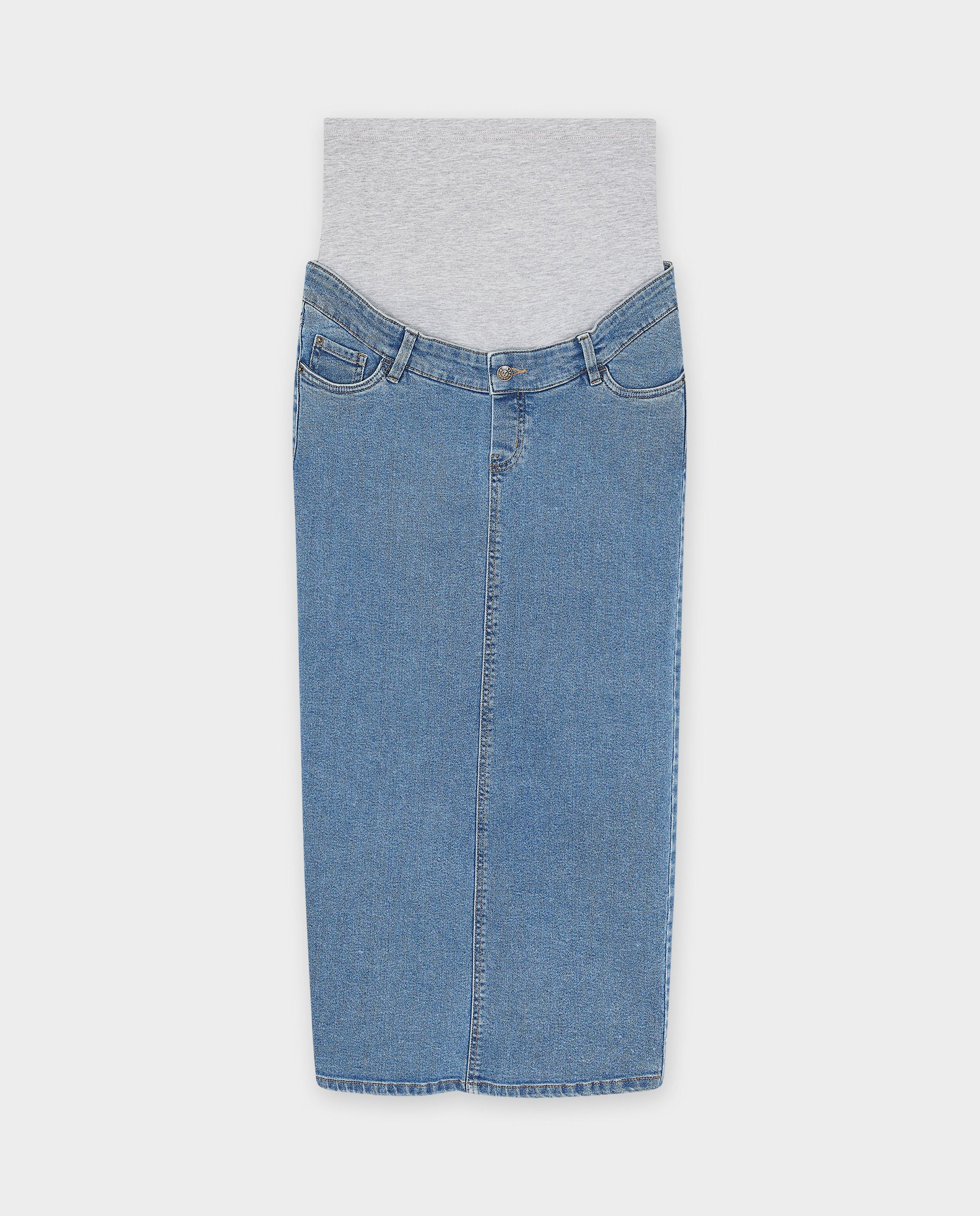 Jupes - Jupe bleue en jeans, grossesse