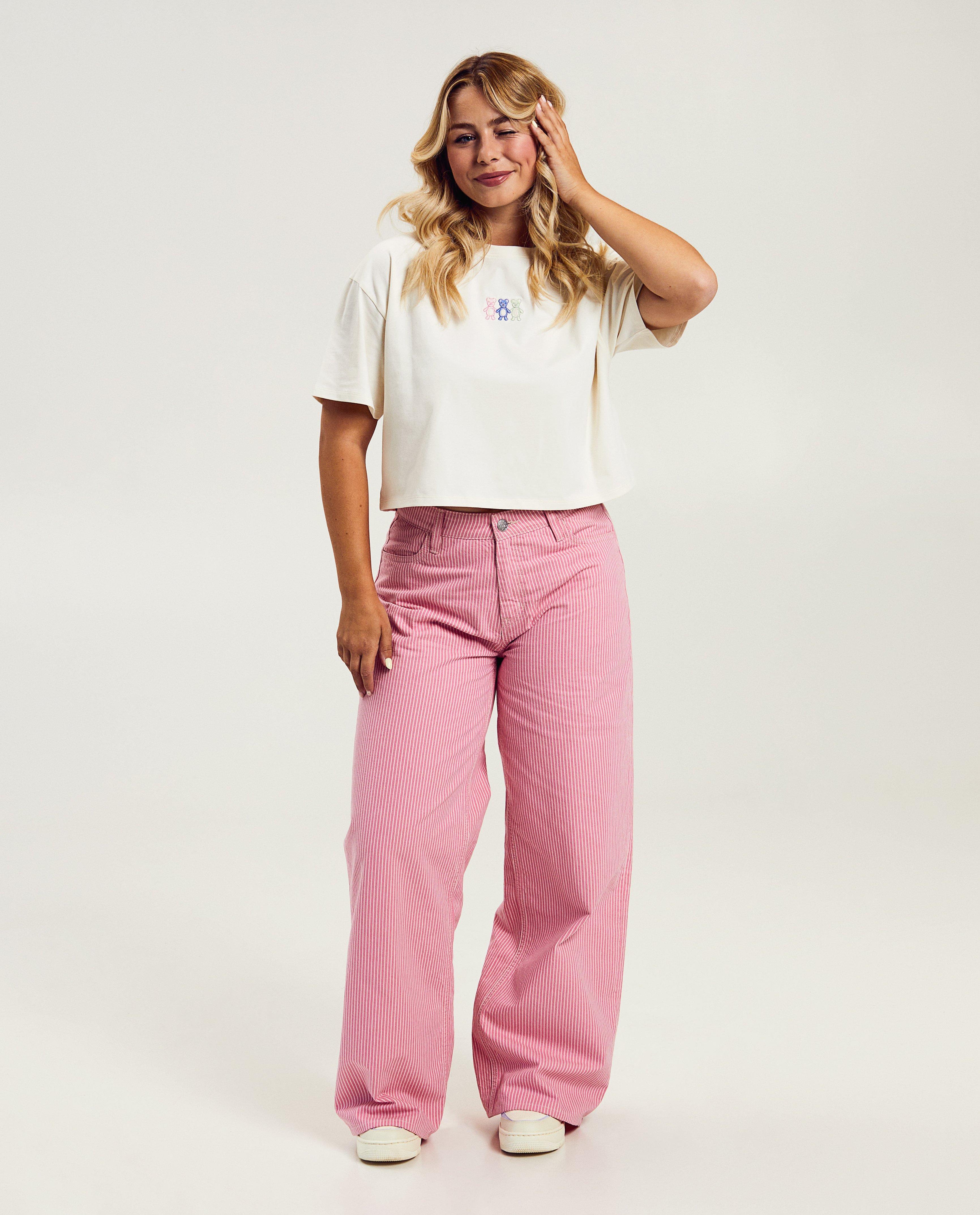 Broek met fijne strepen, straight fit - null - Steffi Mercie