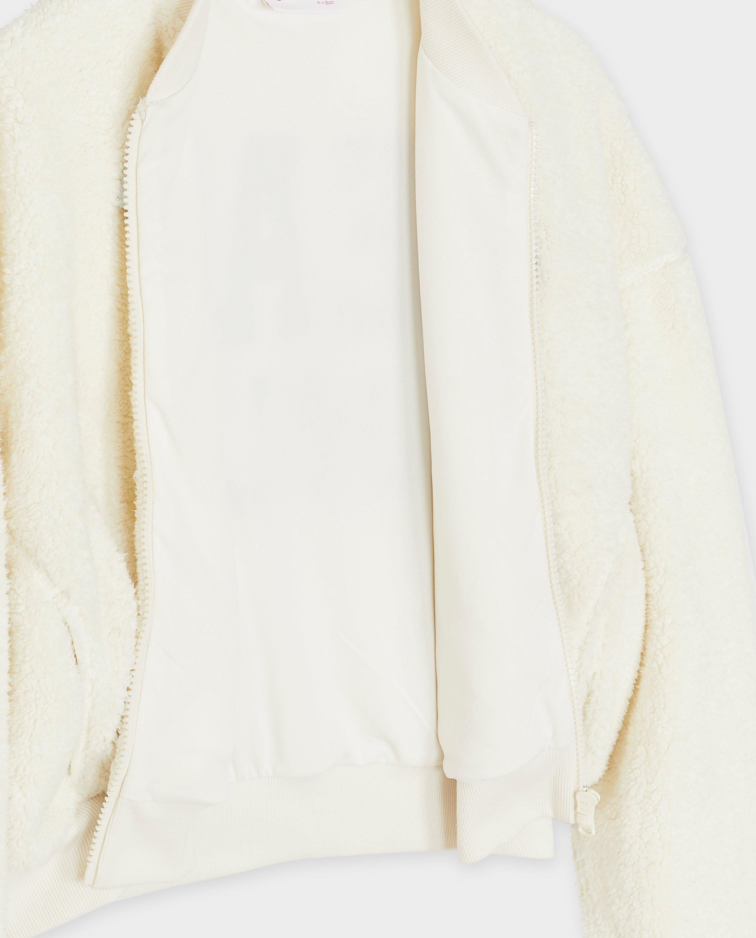 Cardigan - Teddy bomber met opschrift, 6-14 jaar