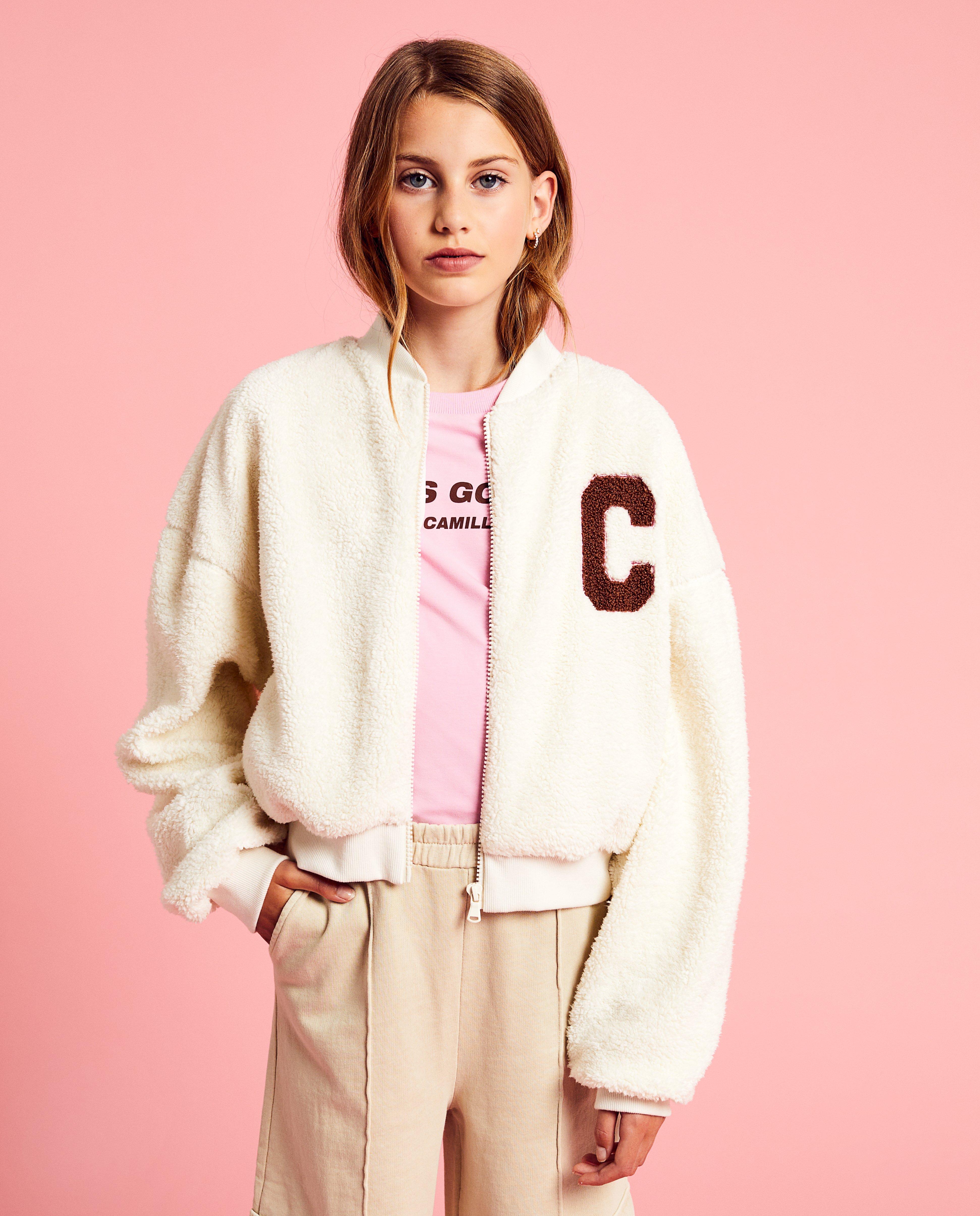 Teddy bomber met opschrift, 6-14 jaar - null - CAMILLE