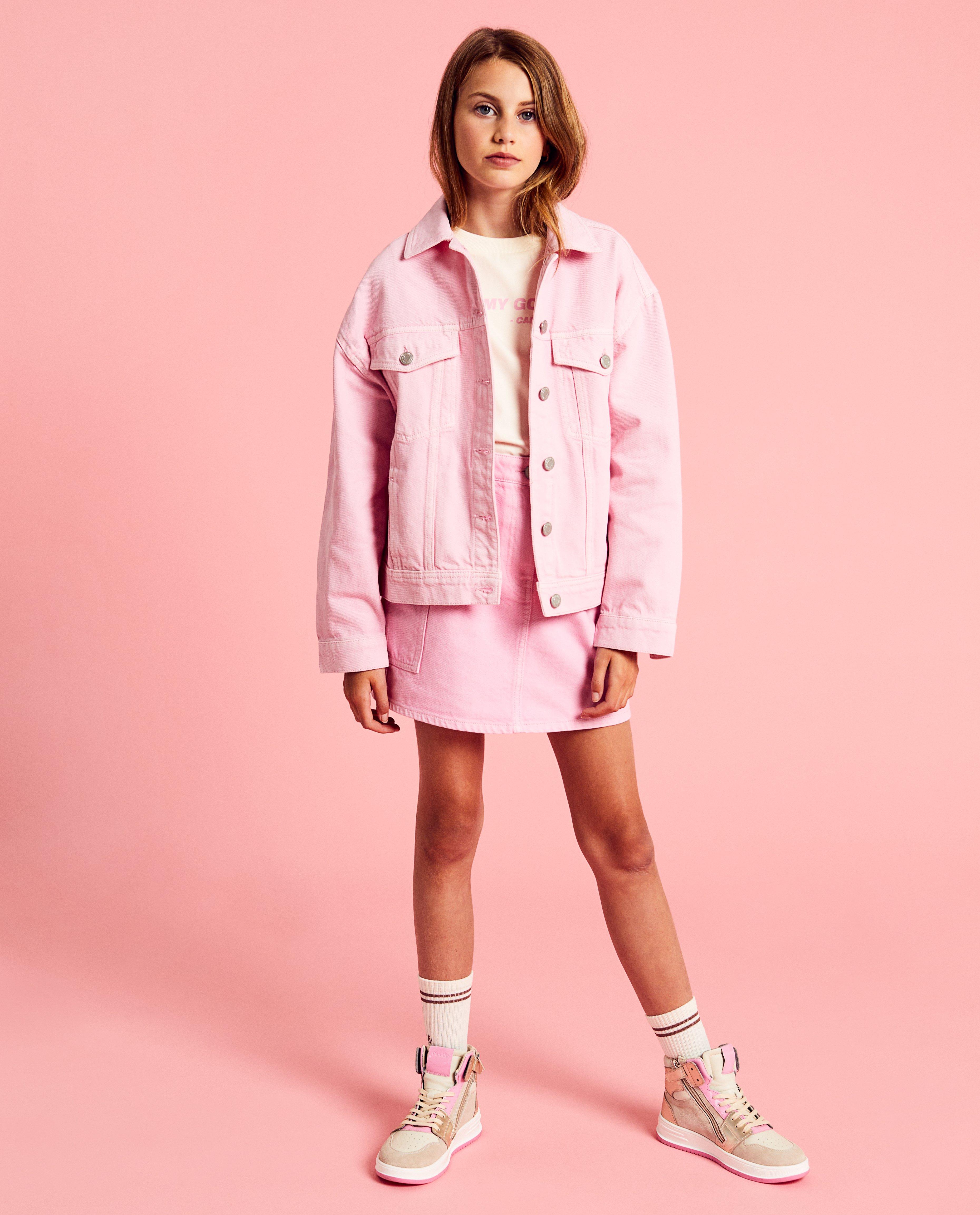 Poncho's en teddy's - Jeansvest met geborduurd opschrift, 6-14 jaar