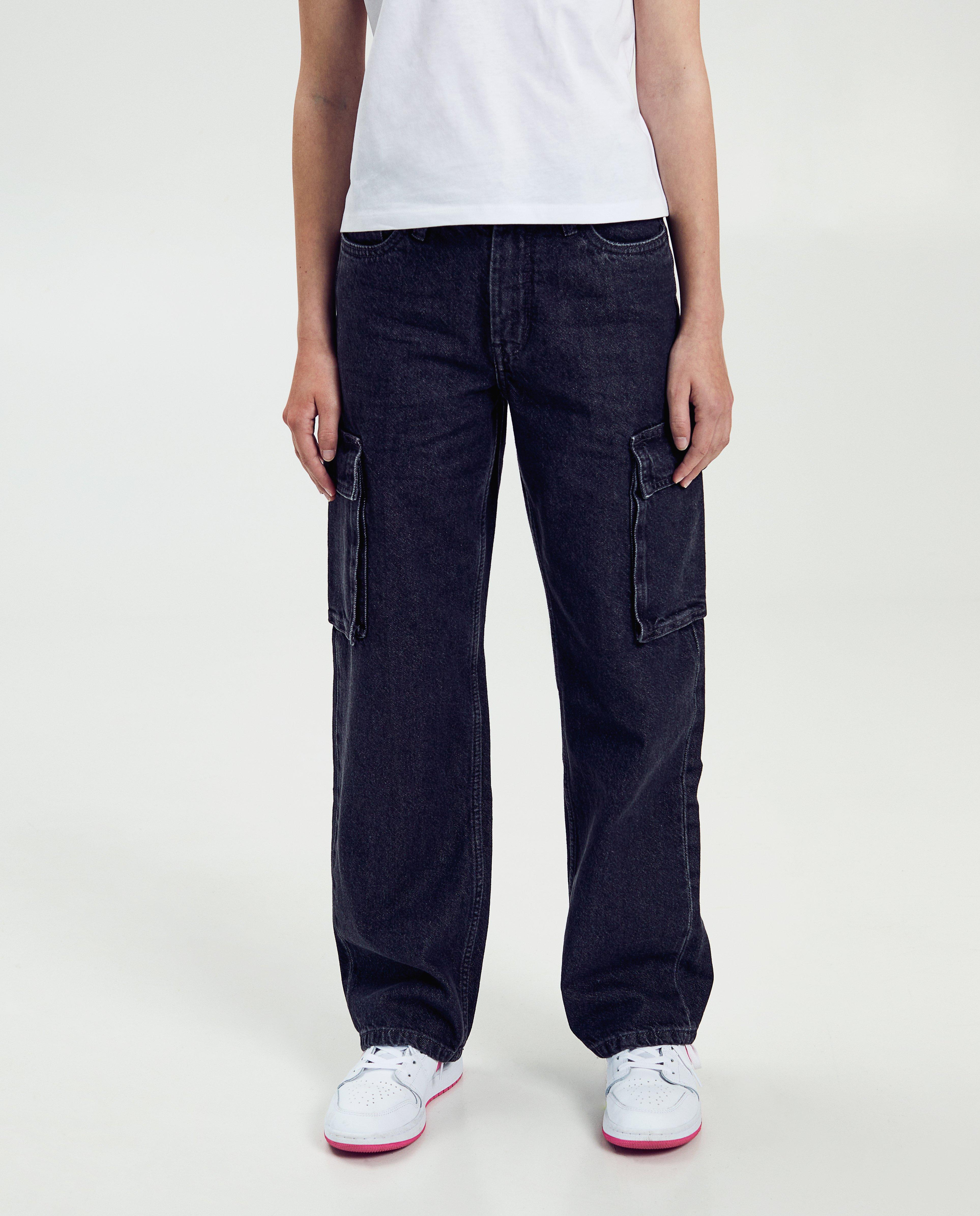 Jeans - Donkergrijze jeans, cargo fit