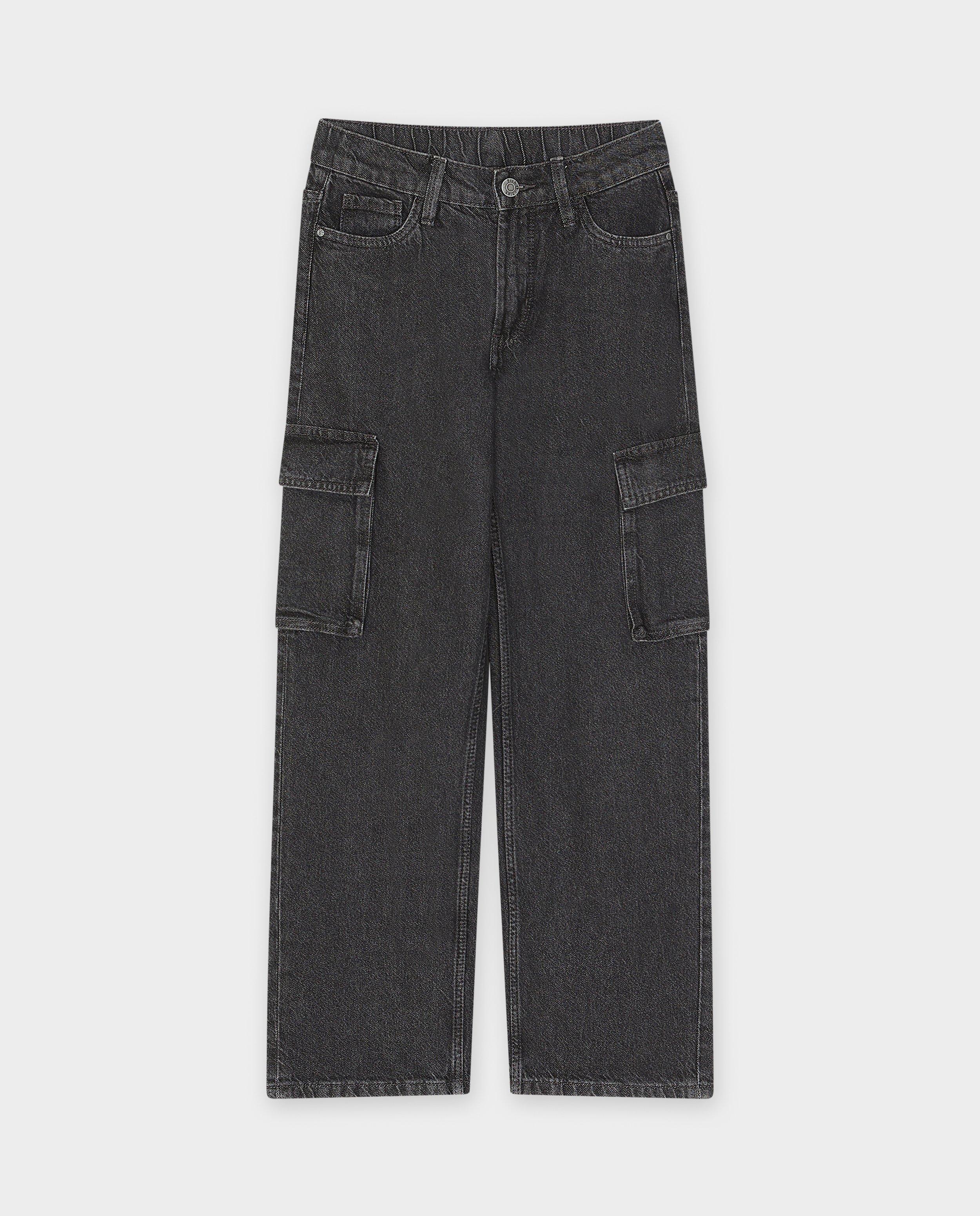 Jeans - Donkergrijze jeans, cargo fit