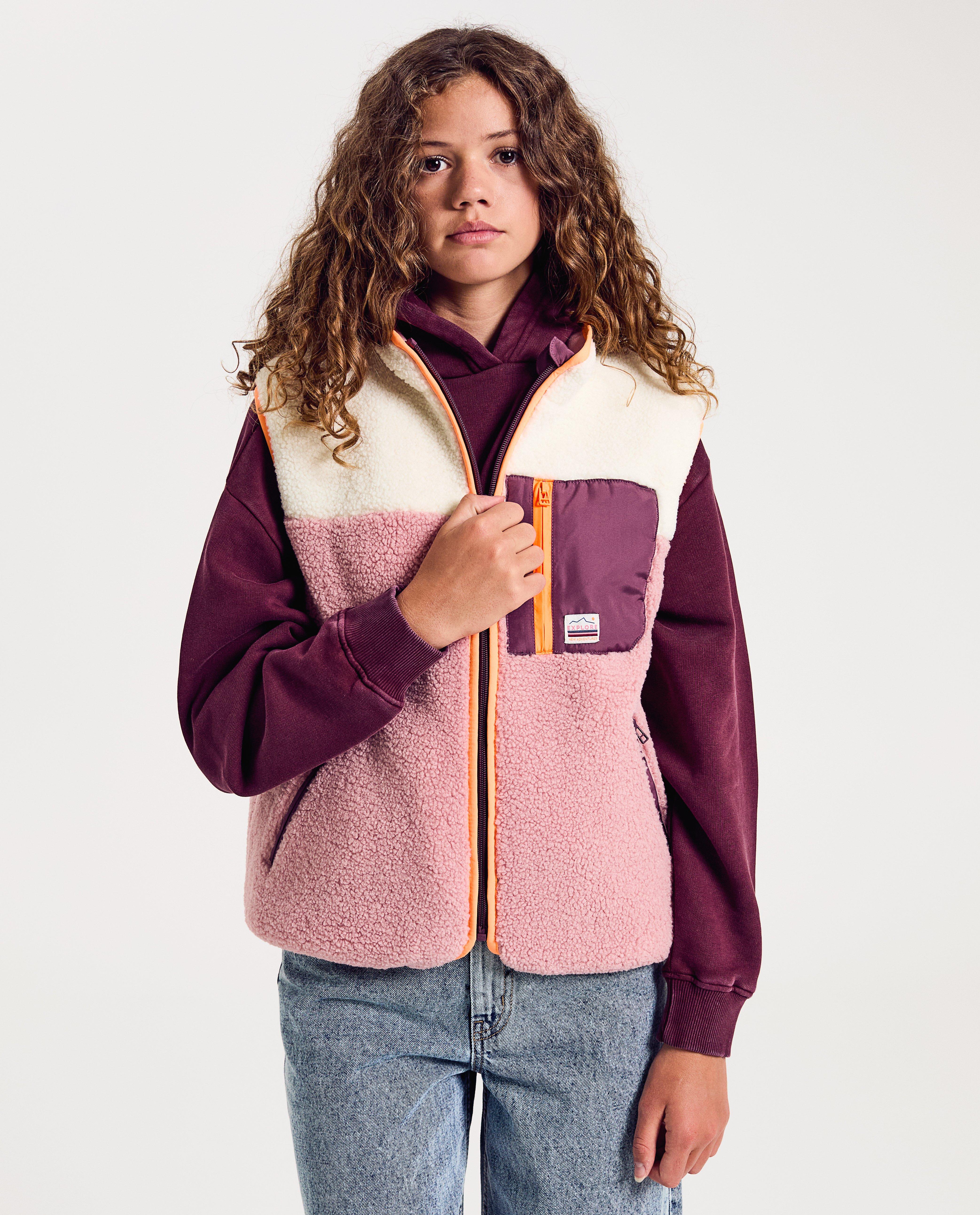 Bodywarmer en peluche avec color block - D&eacute;tails du produit - blanc - image num&eacute;ro 3