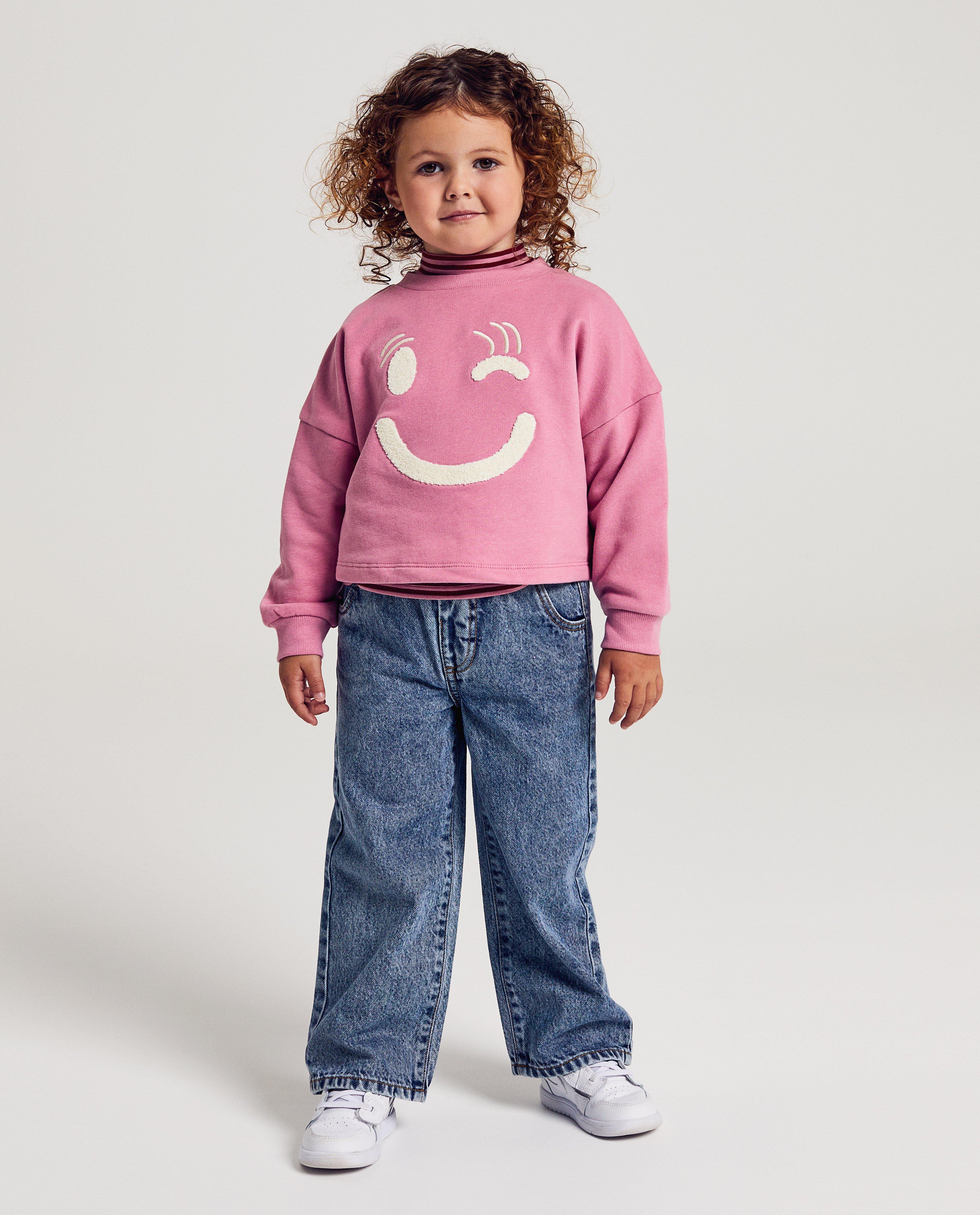 Kleedjes - Sweater met smiley van bouclé