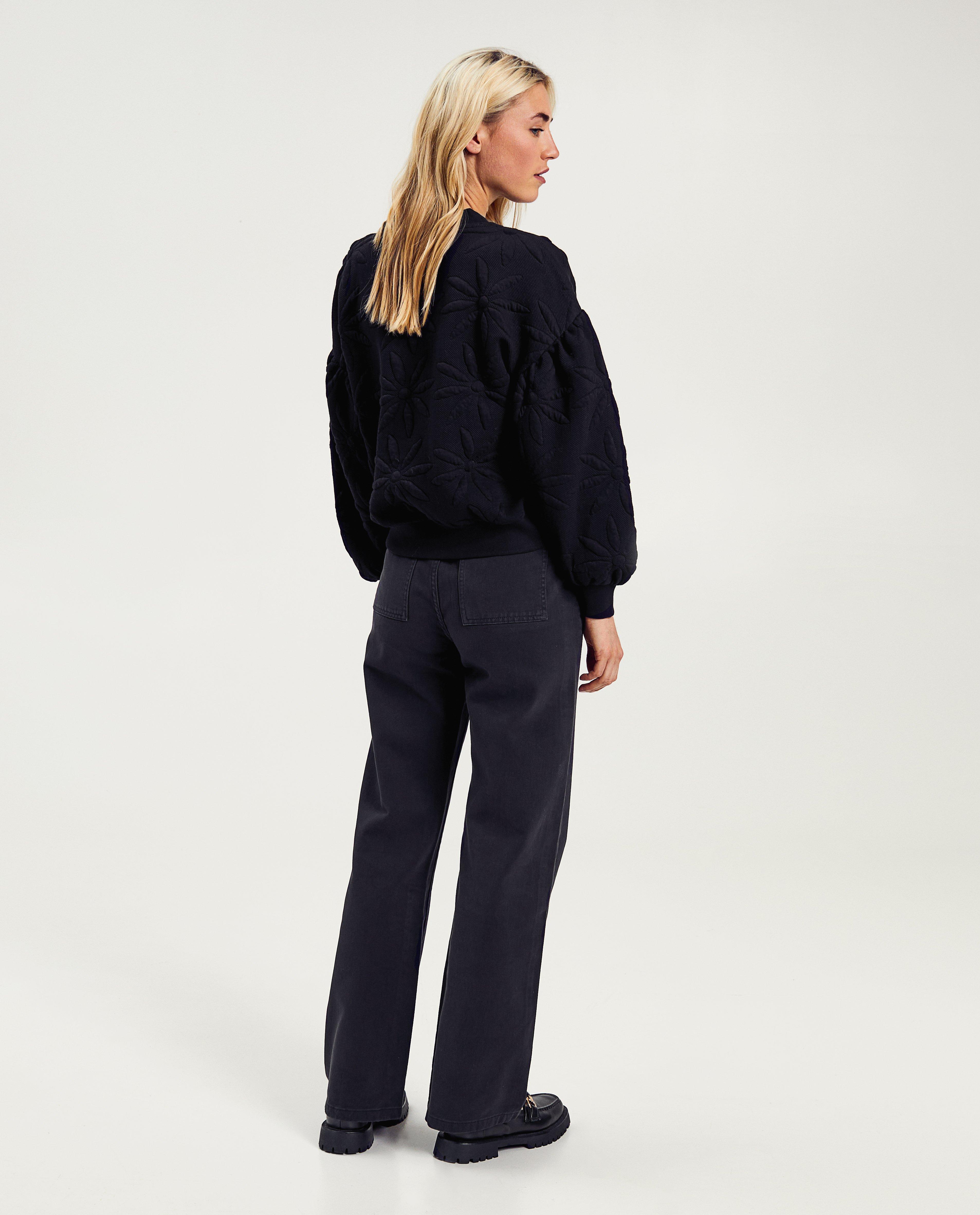 Broeken - Zwarte broek, wide leg fit