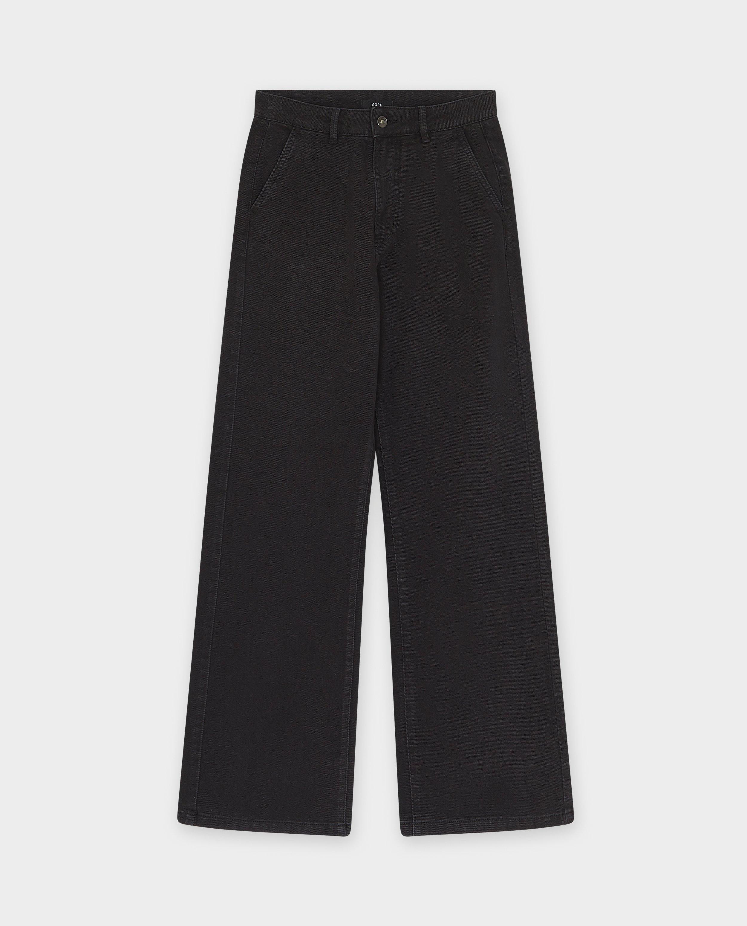 Broeken - Zwarte broek, wide leg fit