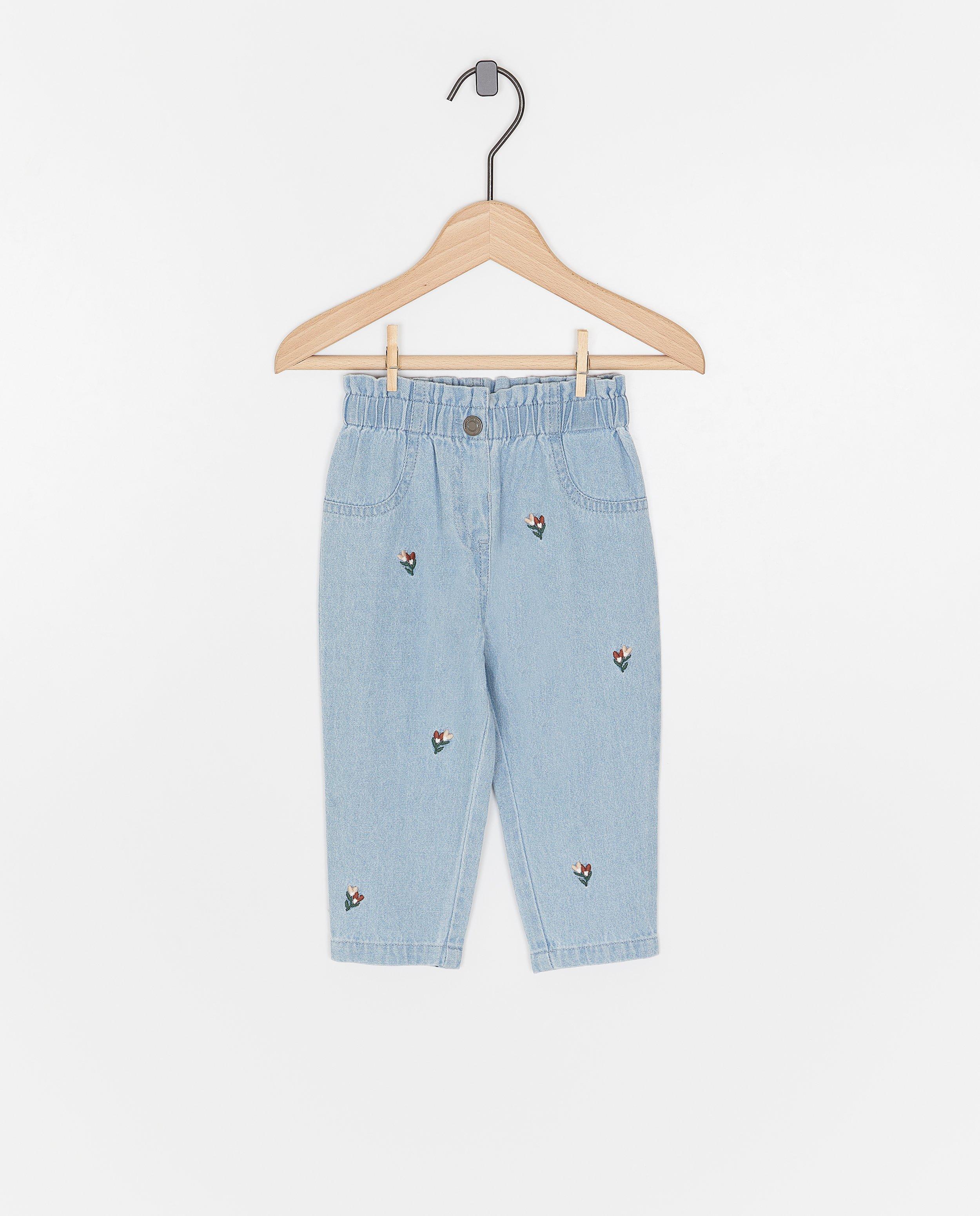 Jeans - Jeans met geborduurde bloemen