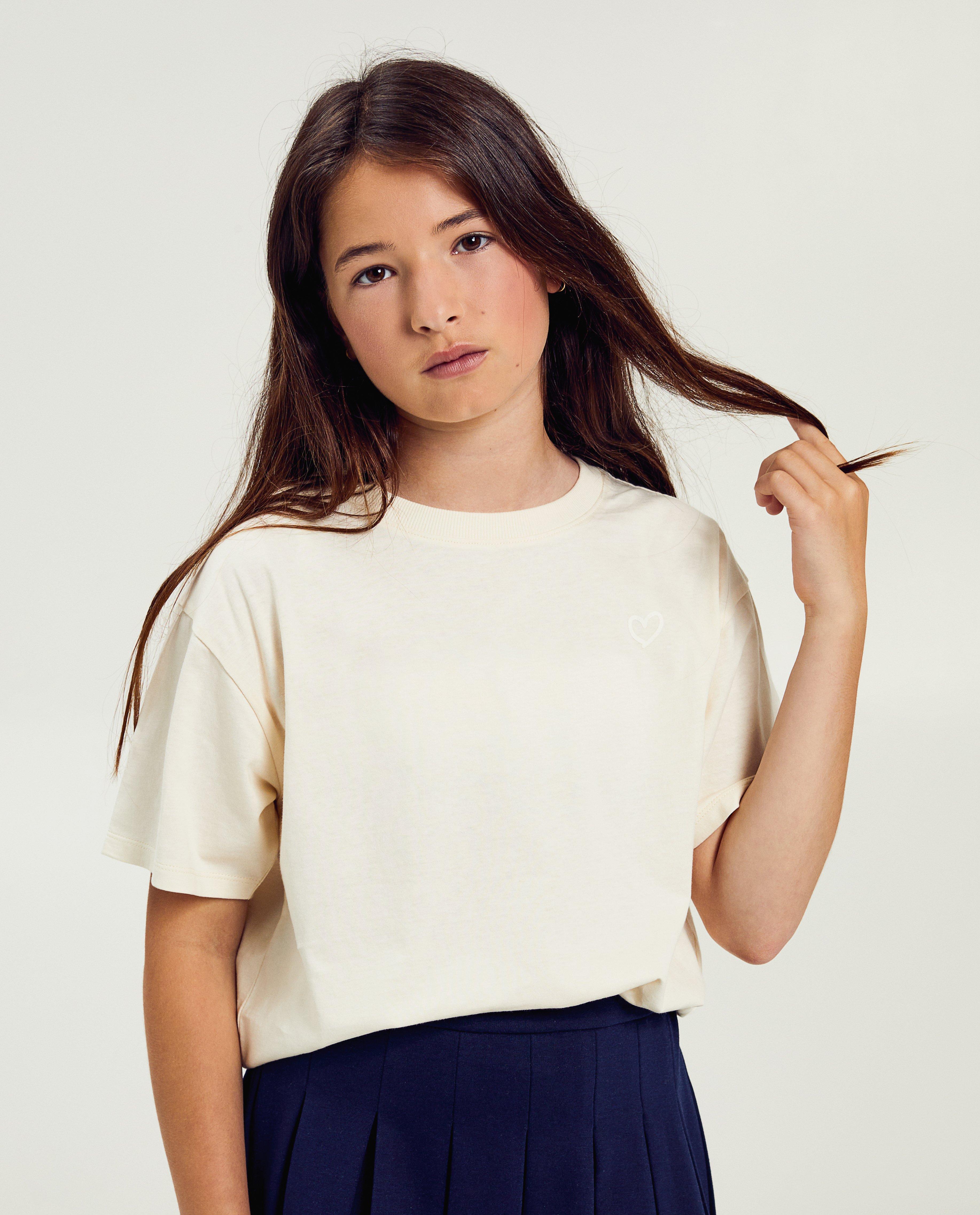 T-shirt met print hartje, schooluniform - Product Detail - wit - afbeelding nummer 1