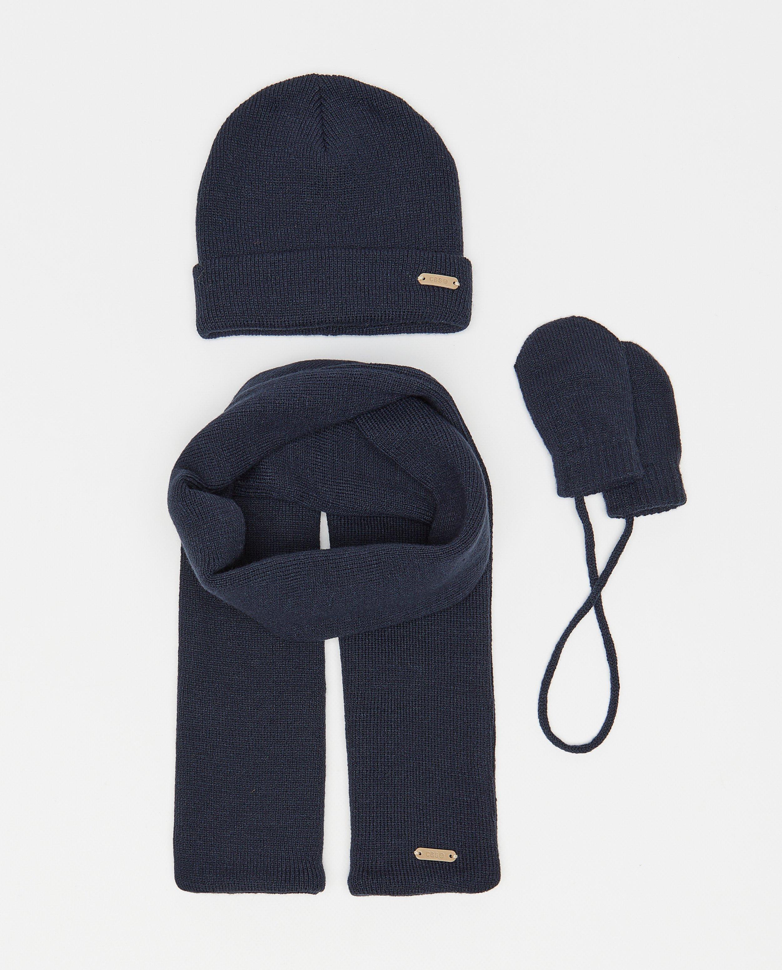 Set: muts + sjaal + wanten - Product Detail - donkerblauw - afbeelding nummer 1