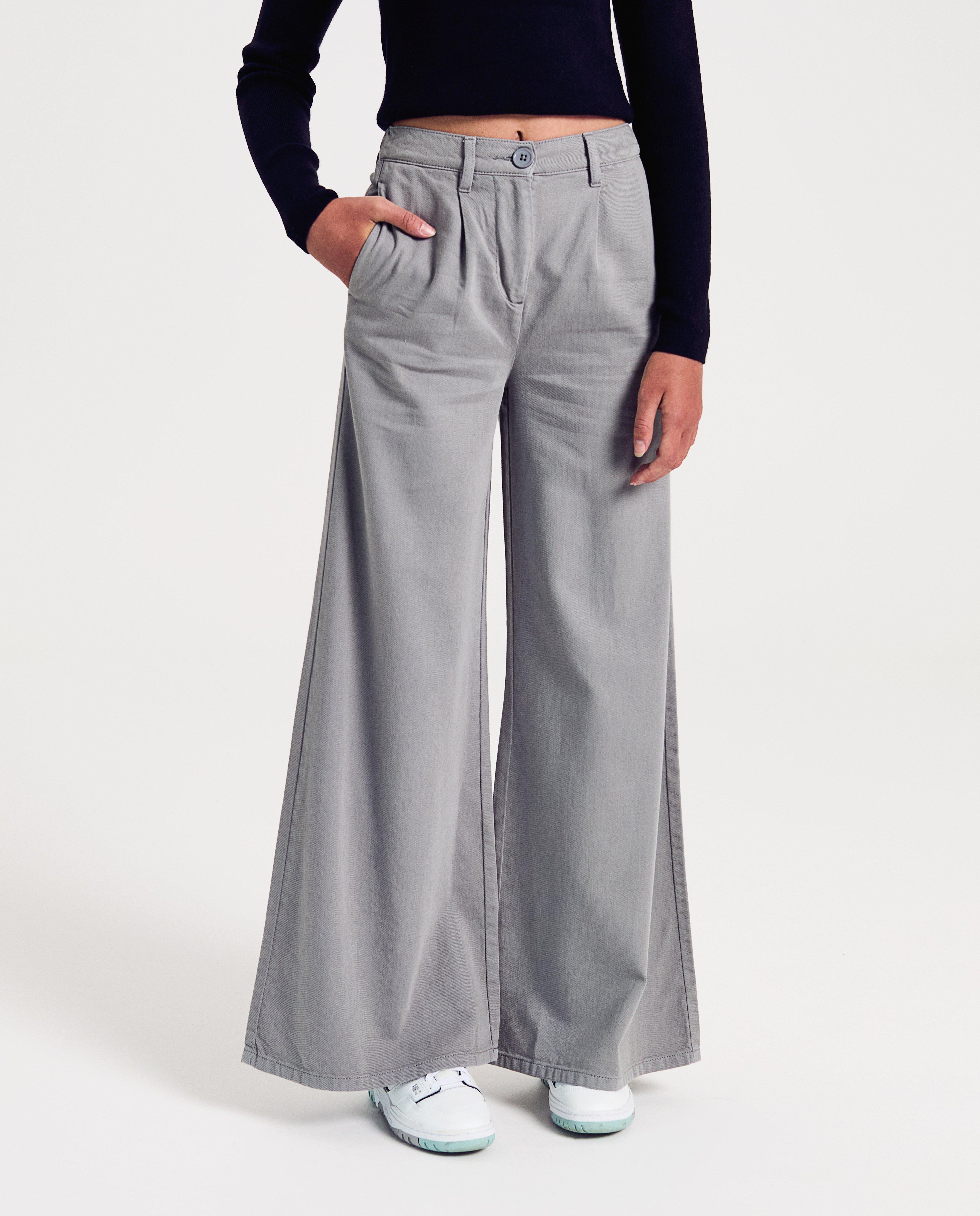 Broeken - Grijze broek, extra wide fit