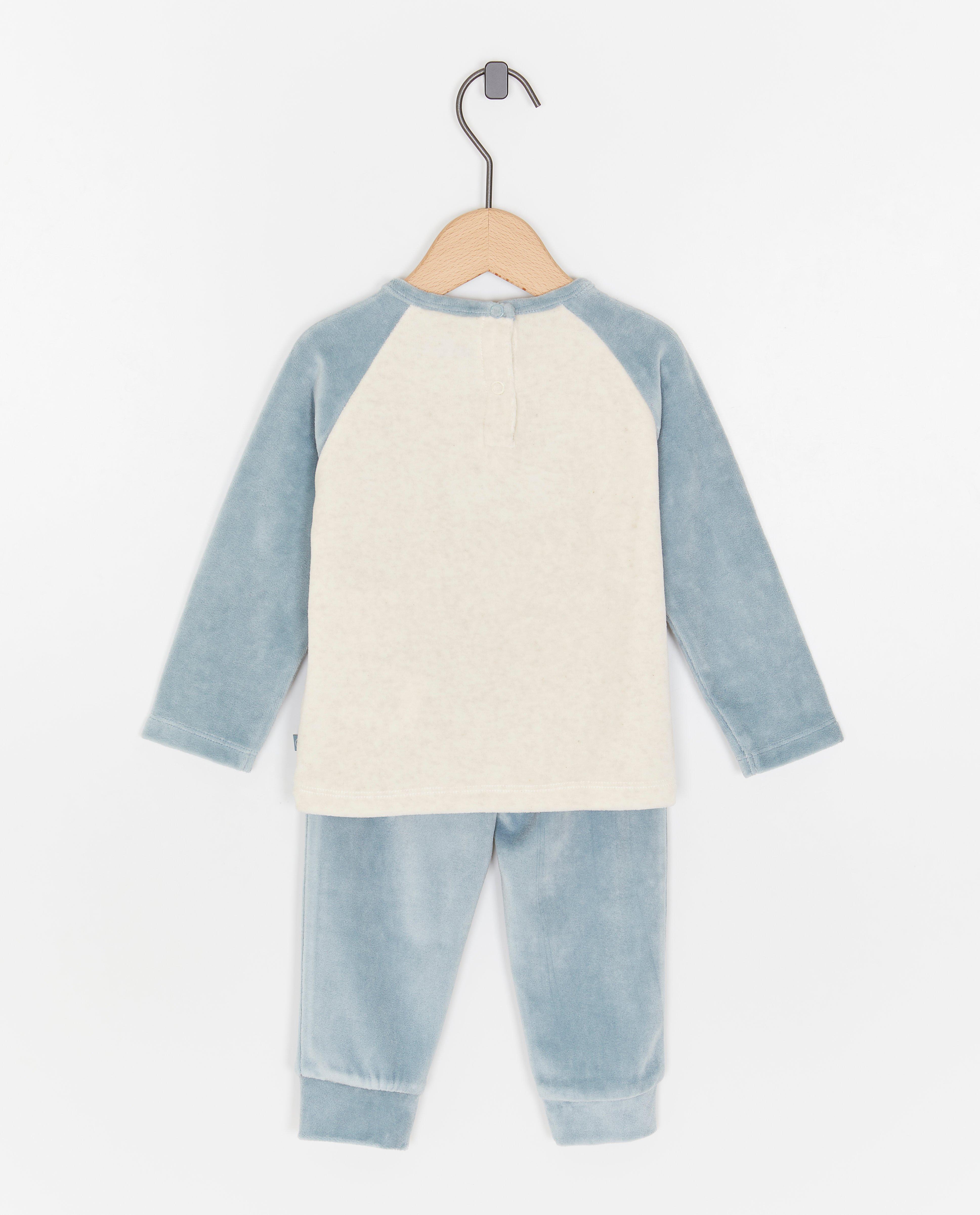 Fluwelen pyjama met color block - Product Detail - wit - afbeelding nummer 2