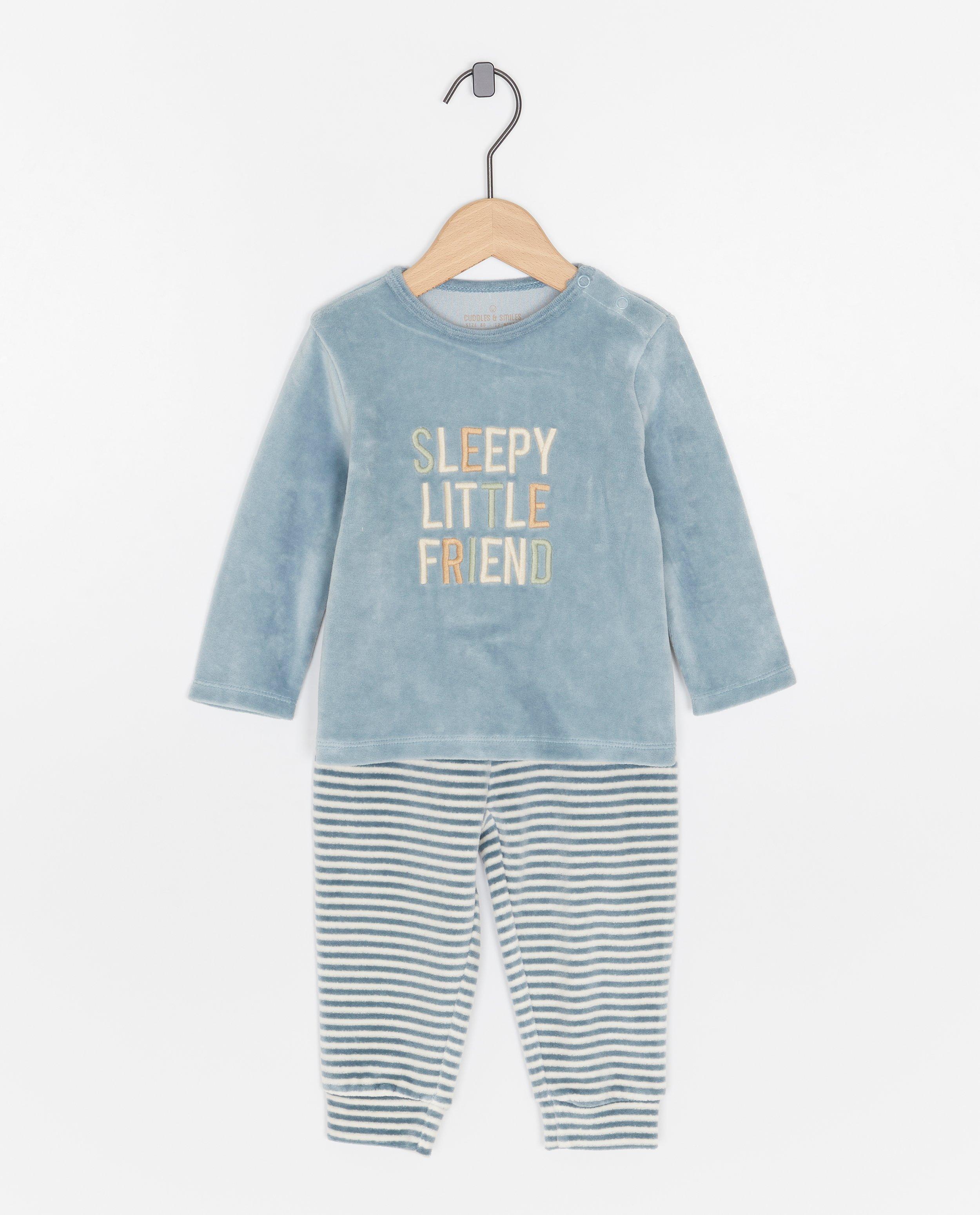 Fluwelen pyjama met opschrift - null - Cuddles and Smiles