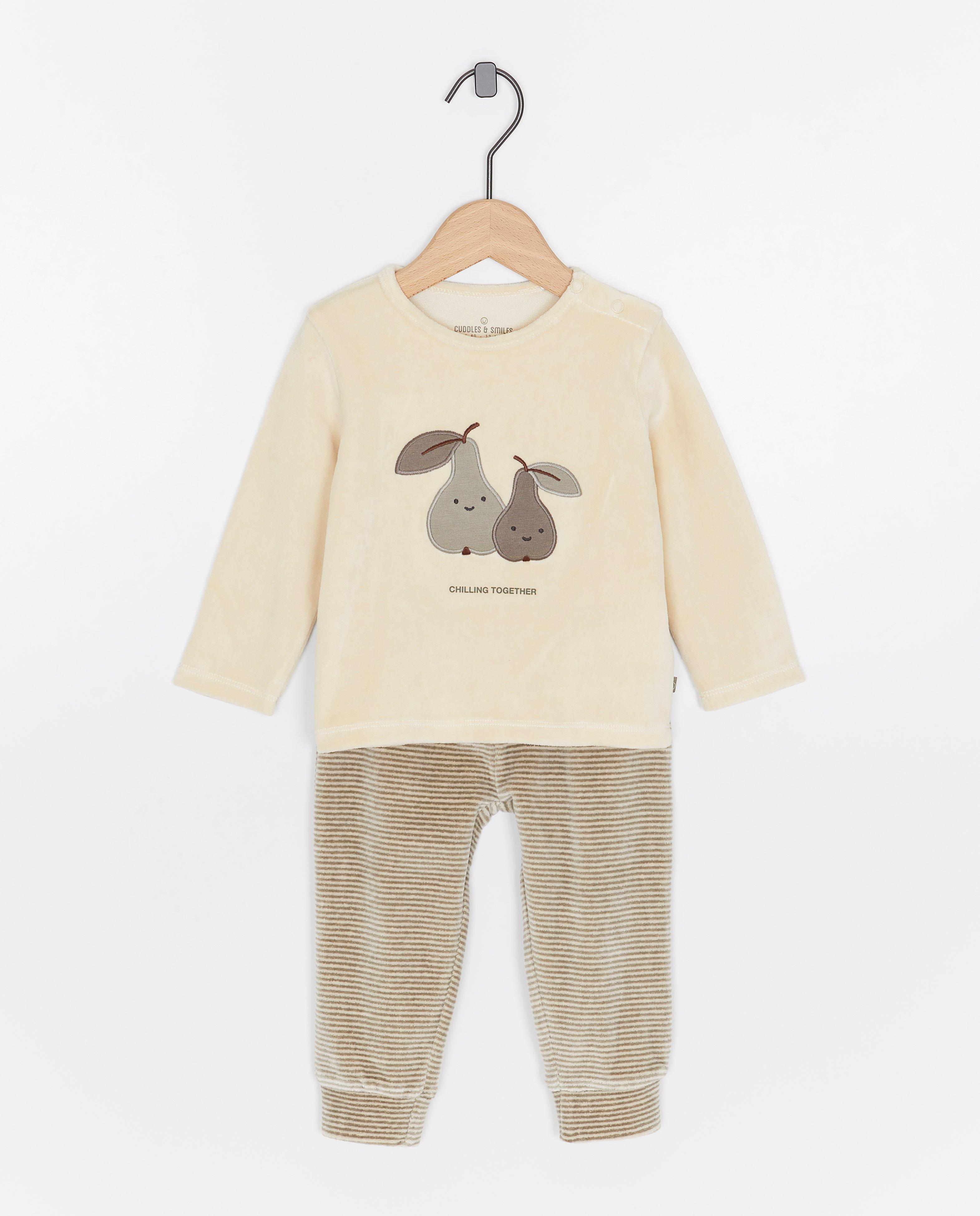Fluwelen pyjama met perenprint - null - Cuddles and Smiles