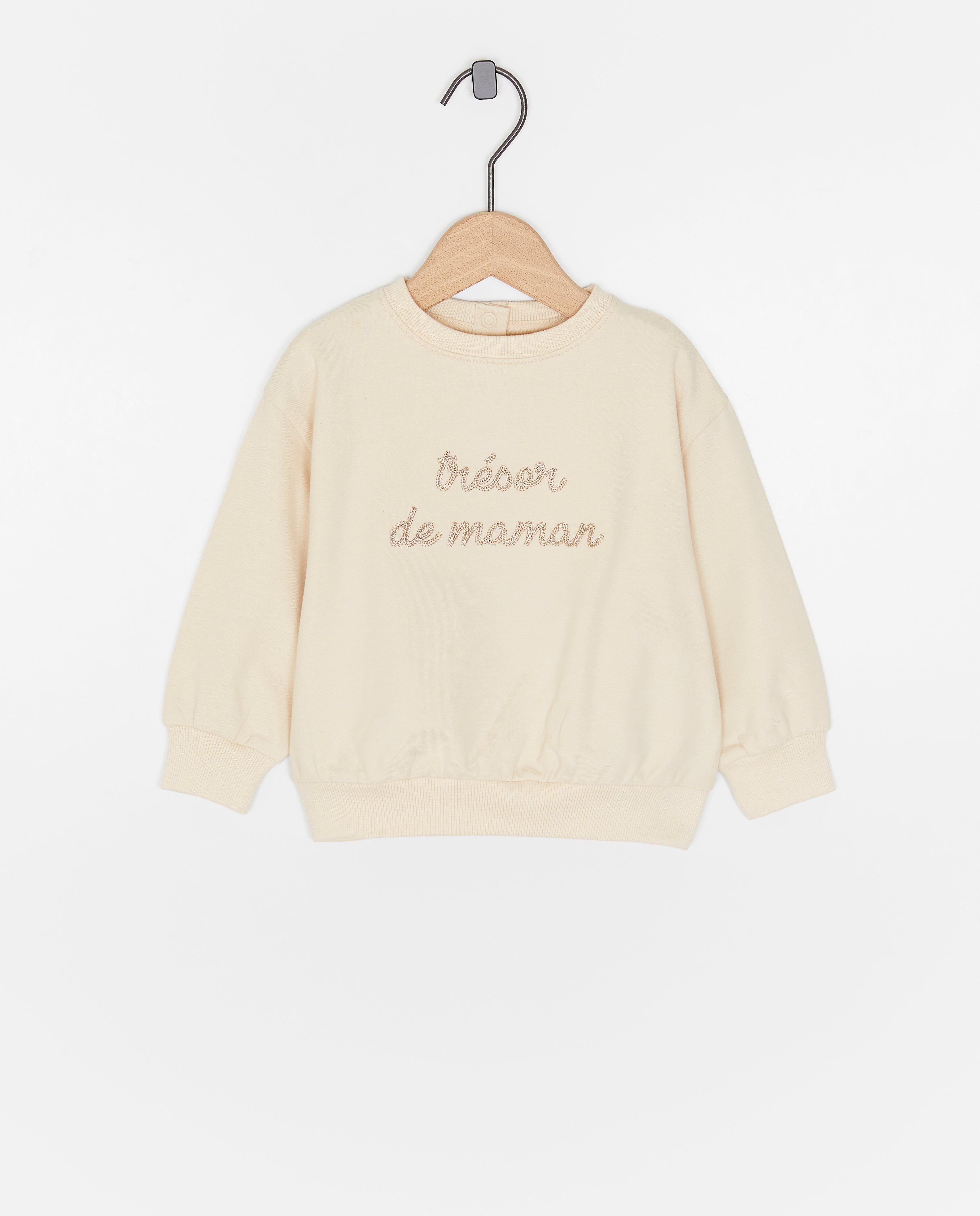 Sweat avec une inscription brod&eacute;e, Tr&eacute;sor de maman - D&eacute;tails du produit - beige clair - image num&eacute;ro 1