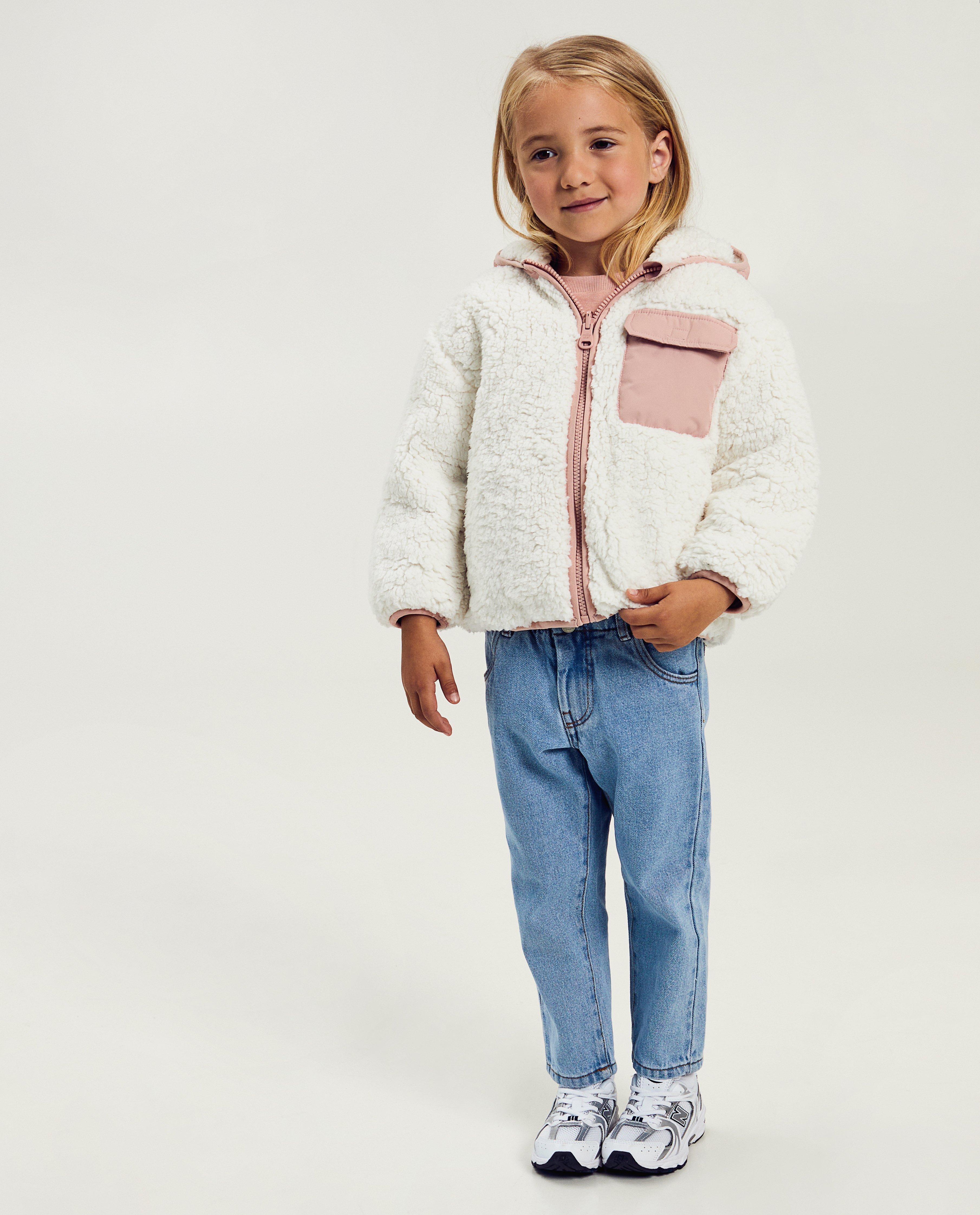Veste PAMPOLINA Enfant Taille 98 - Jersey Rayé Avec Doublure Doudou Rose/marron - Occasion Très Bon état