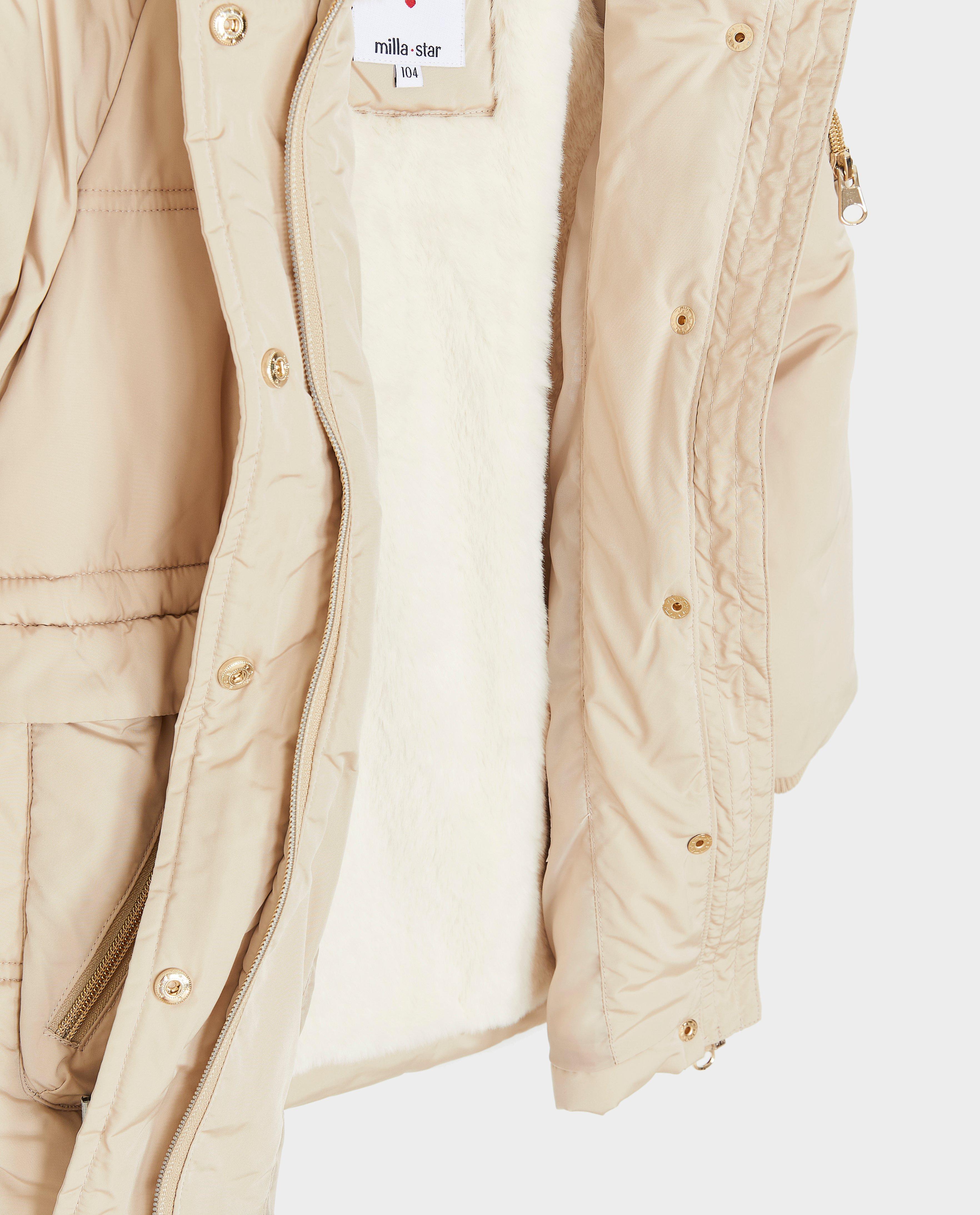 Donsjassen - Beige jas met teddy voering, 2-7 jaar
