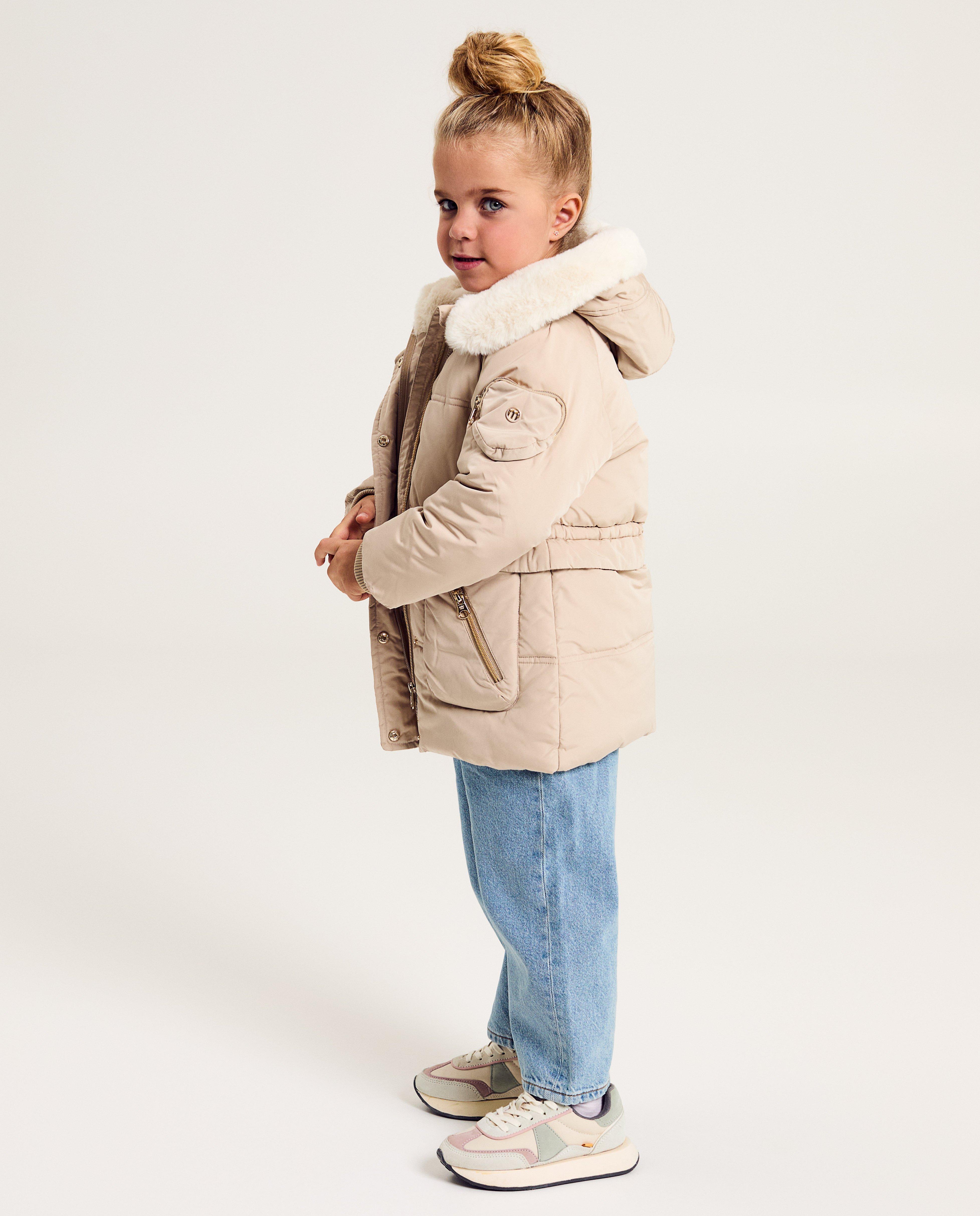 Donsjassen - Beige jas met teddy voering, 2-7 jaar