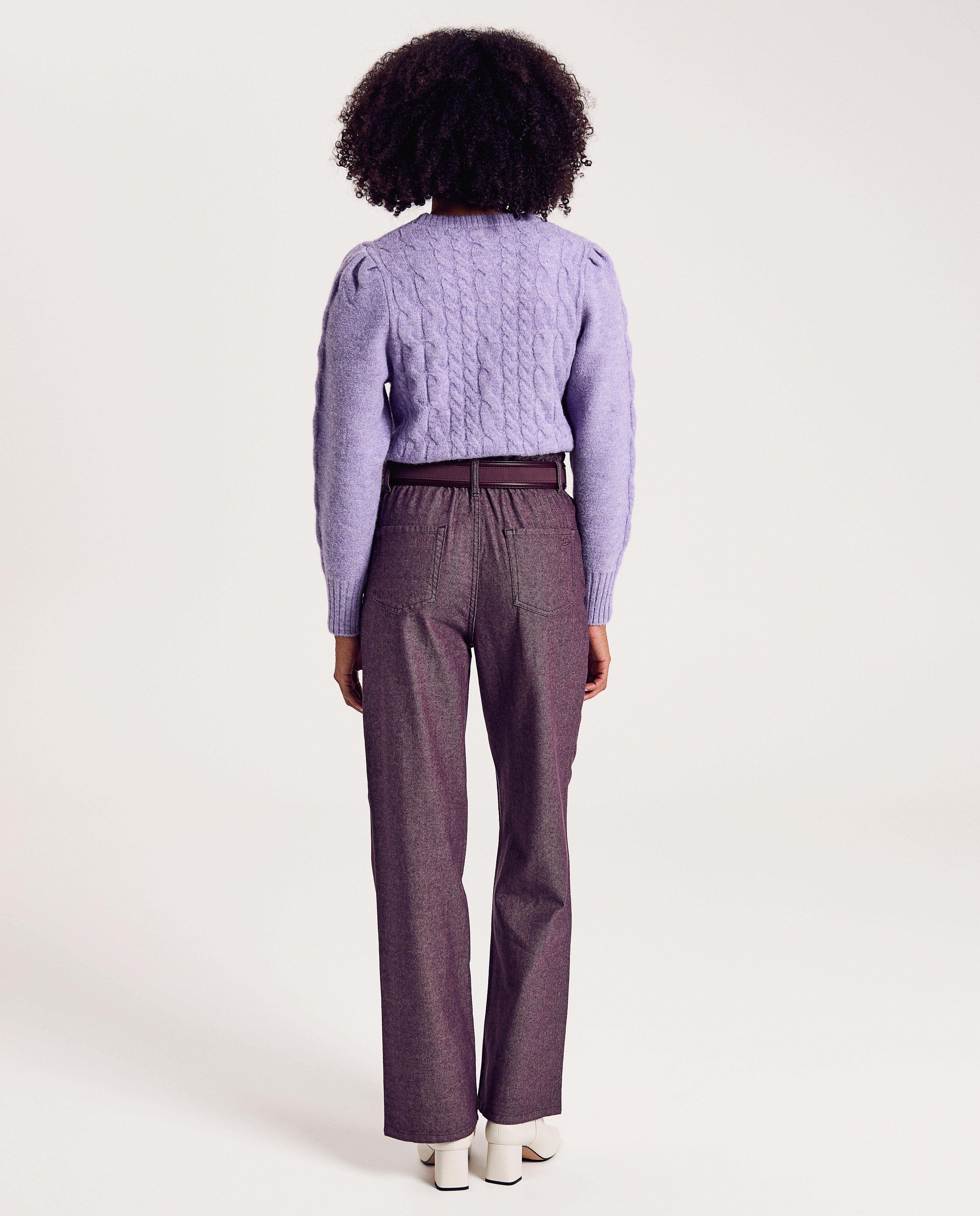 Broeken - Donkerpaarse broek, wide leg fit