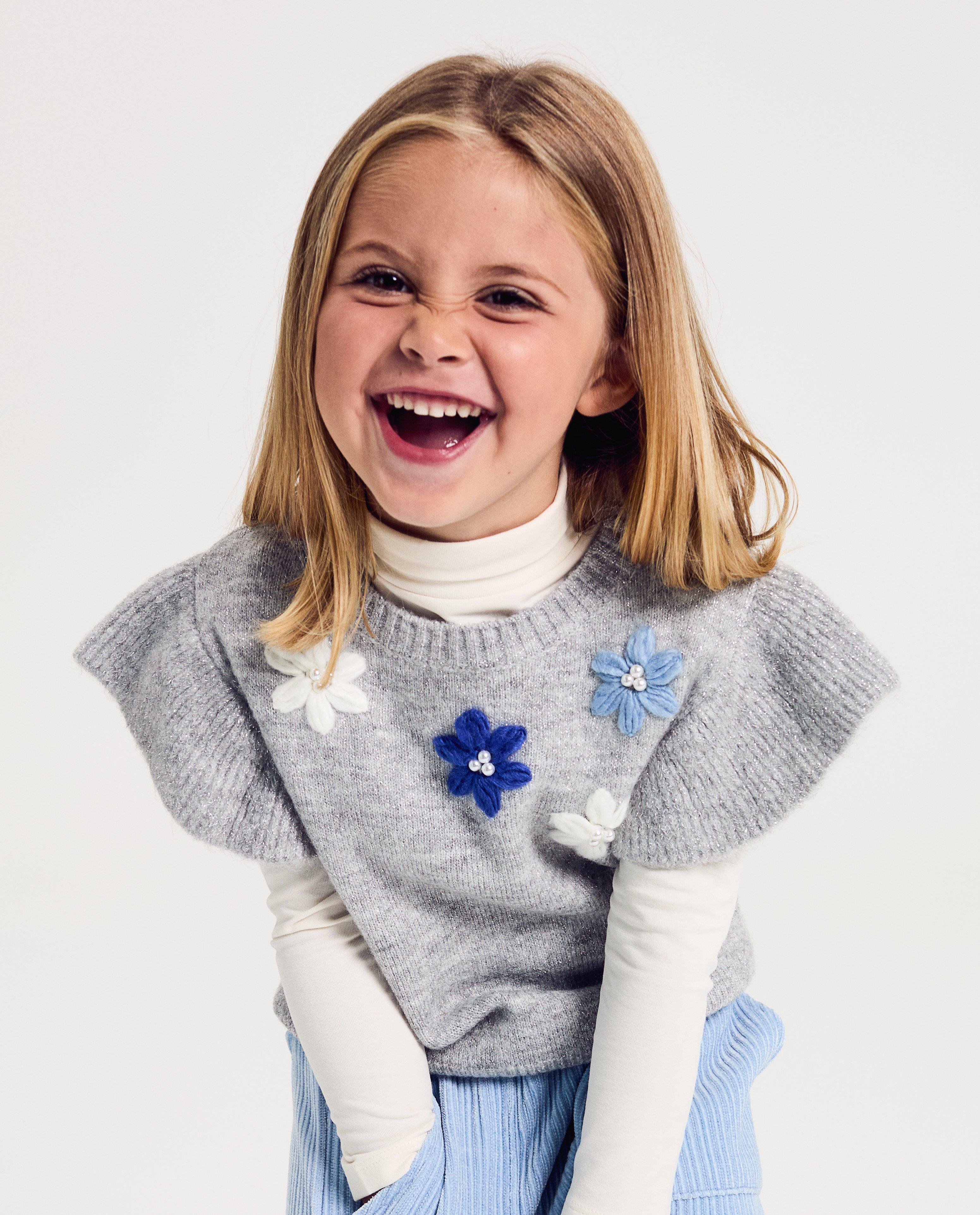 Cardigan - Gebreide top met geborduurde bloemen