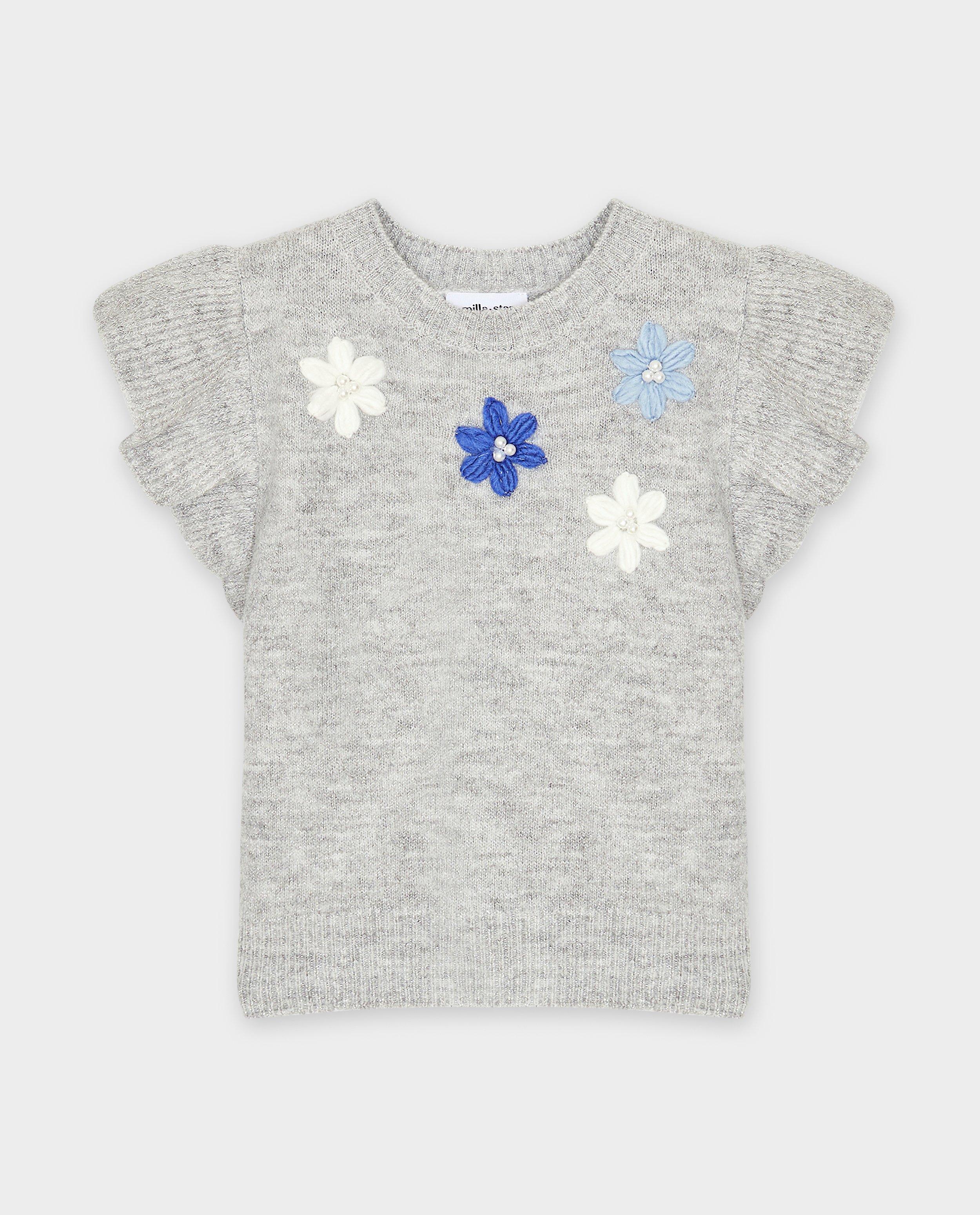 Cardigan - Gebreide top met geborduurde bloemen