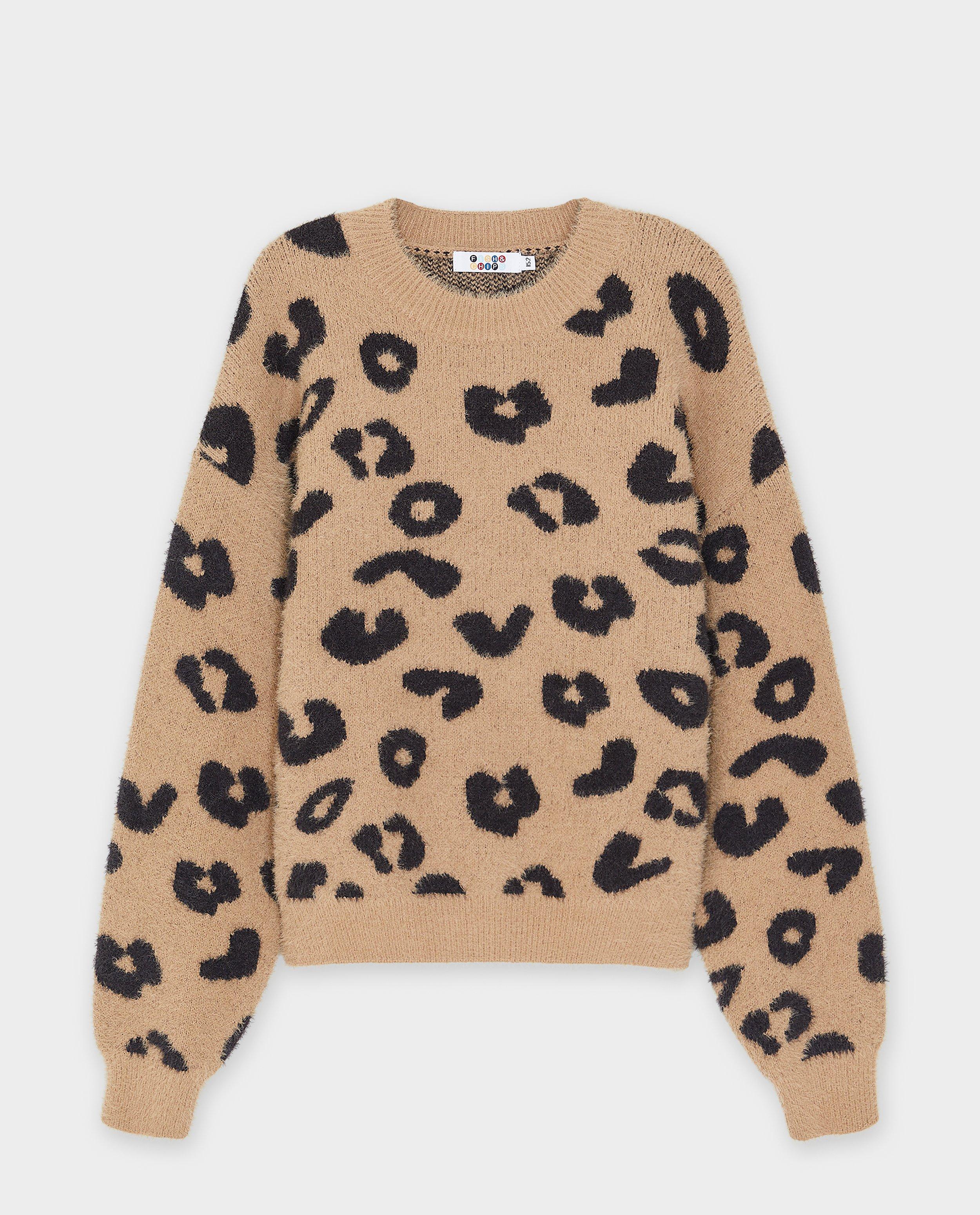 Pull duveteux &agrave; imprim&eacute; l&eacute;opard - D&eacute;tails du produit - beige - image num&eacute;ro 5