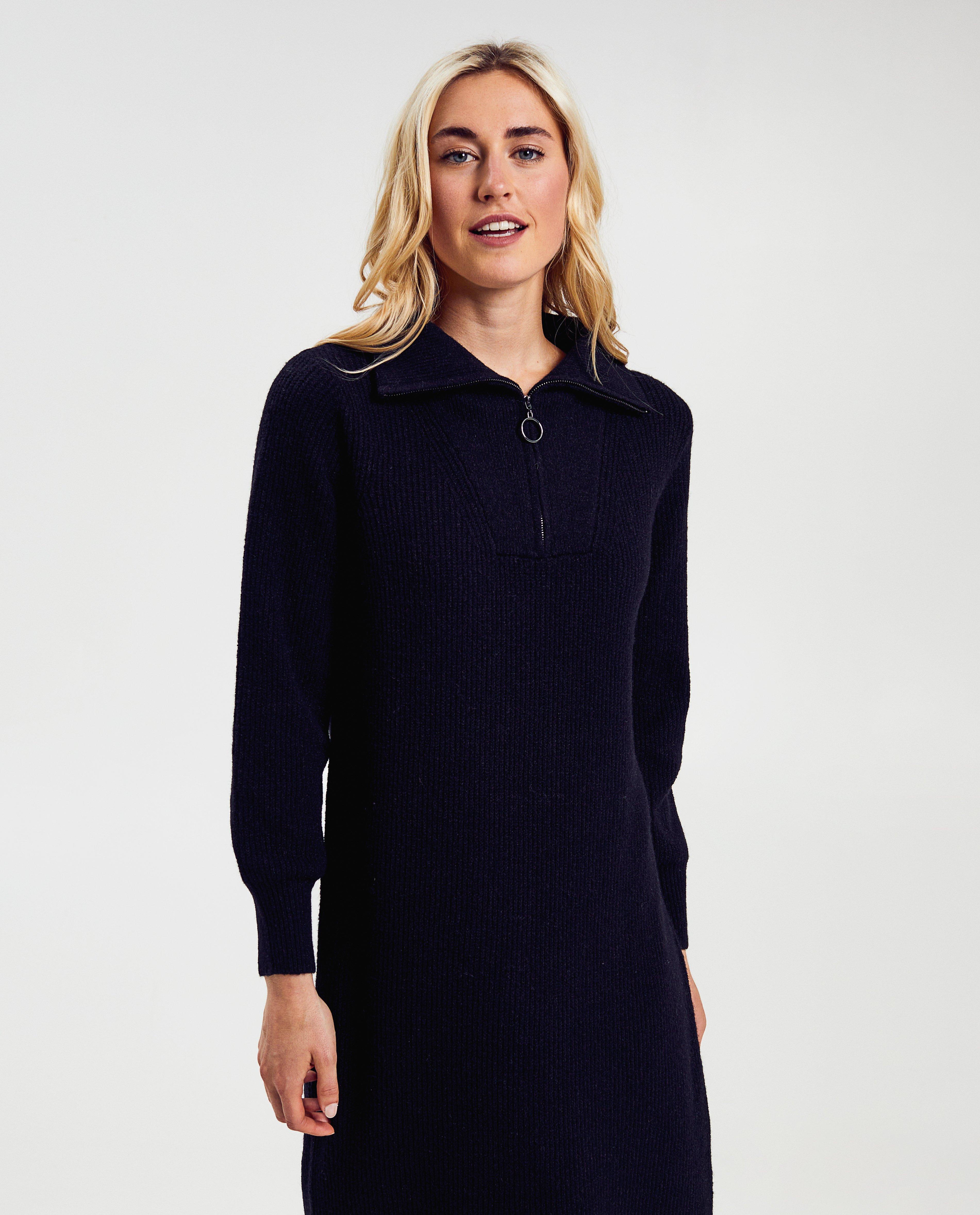 Robe en tricot avec courte fermeture &agrave; glissi&egrave;re - D&eacute;tails du produit - noir - image num&eacute;ro 4