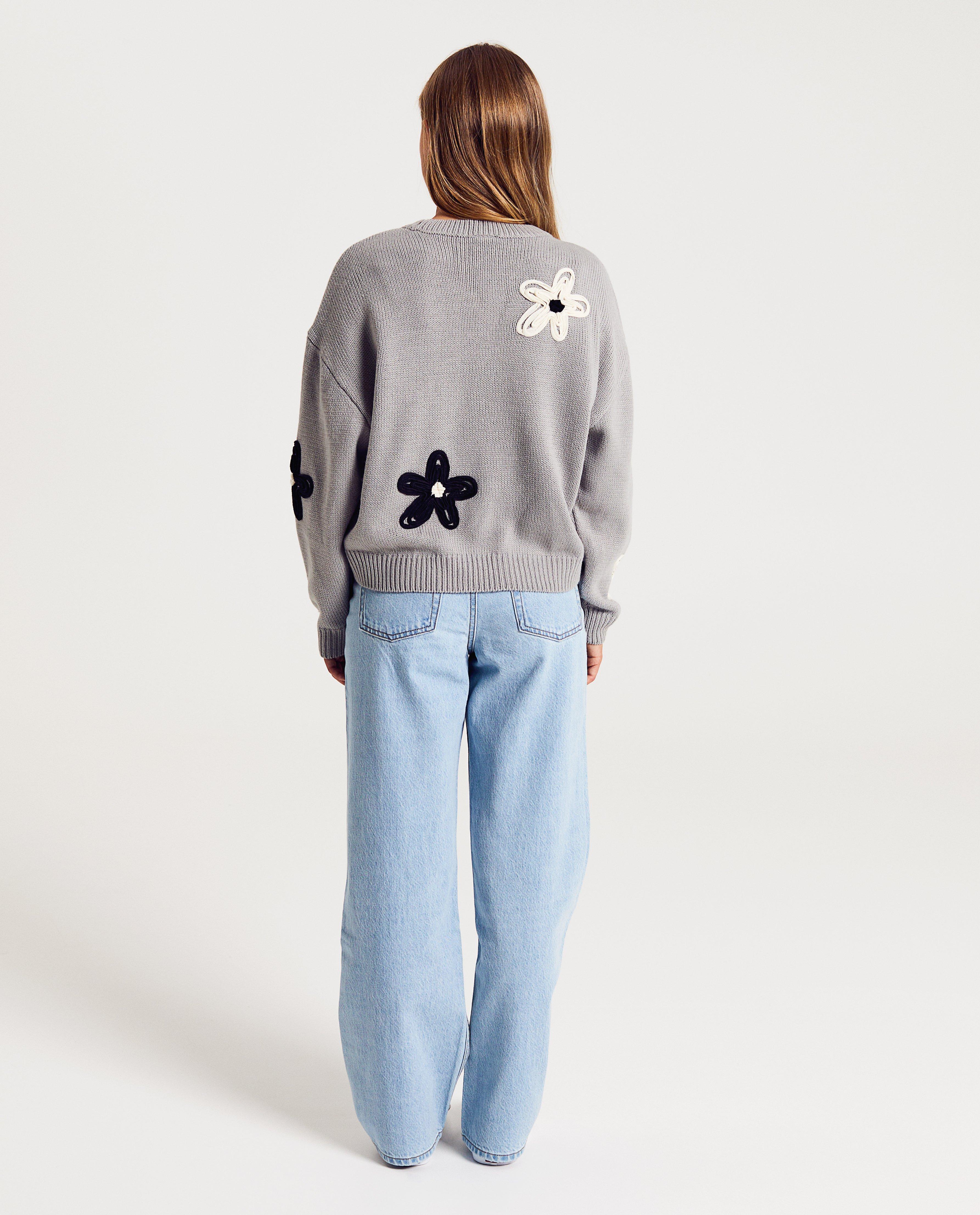 Trui met geborduurde bloemen - Product Detail - grijs - afbeelding nummer 3